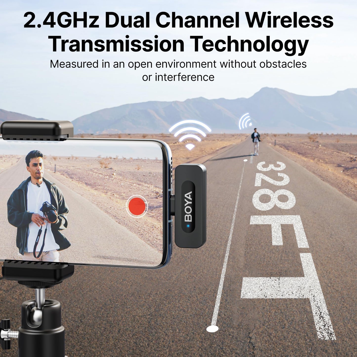 Boya BY-V20 New USB C Wireless Lavalier Microphone for Android PC, 100m Range, Mini Dual Lapel Microphone for Video Recording, Vlog, YouTube, TikTok Video Recording