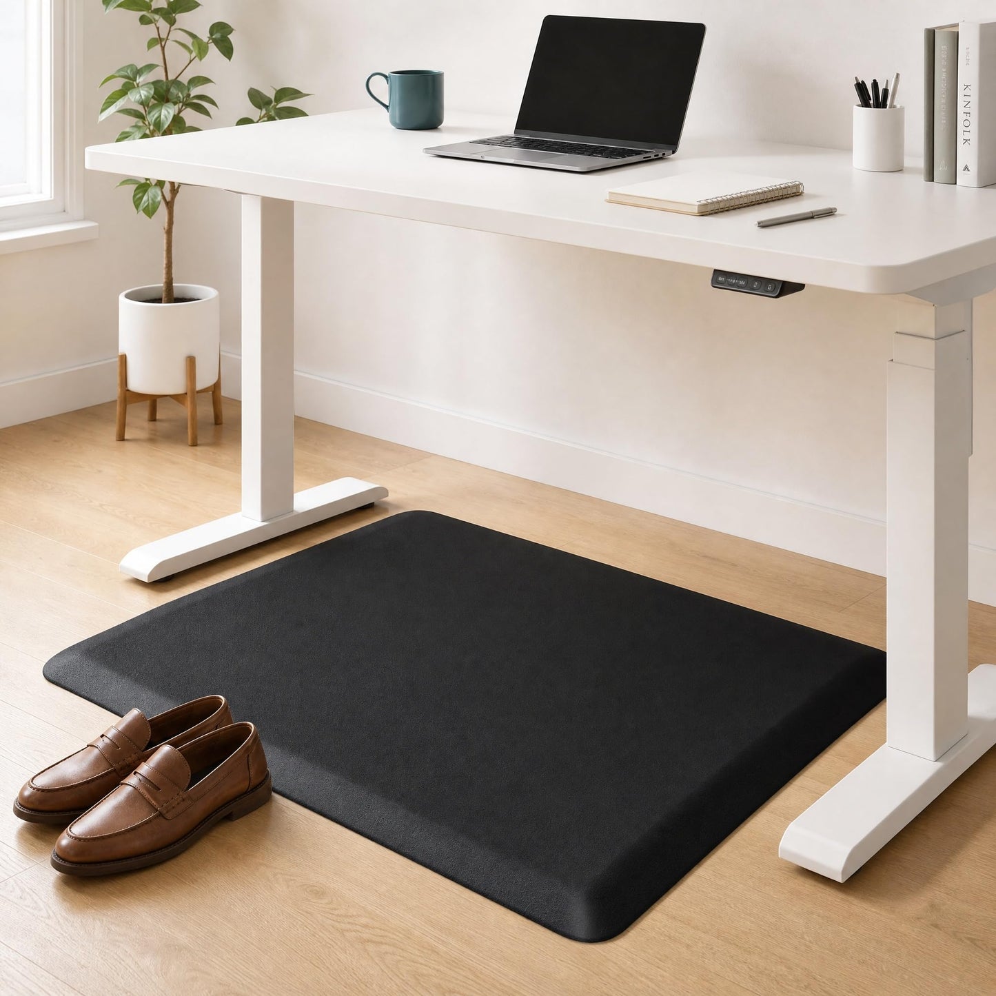 lazywoodpecker Anti Fatigue Rug, Kitchen Mat for Floor, Waterproof, Non Slip, Standing and Comfort Desk/Floor Mats for House Sink Office (17.3"x47.2" - 0.47 inch, Black)