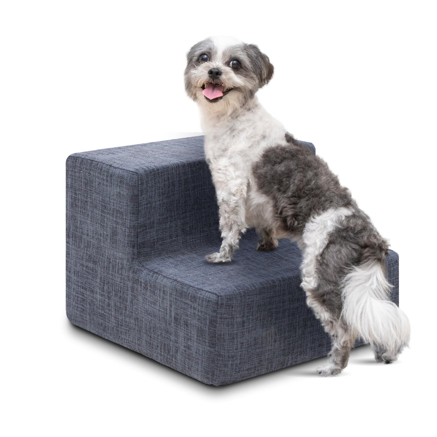Best Pet Supplies Dog Stairs & Steps - Foam Steps for Small Dogs & Cats, Non-Slip Indoor Balanced Pet Step Support, Dog Ramp, No Assembly, Dark Gray Linen, 2-Step (12-inch Height)