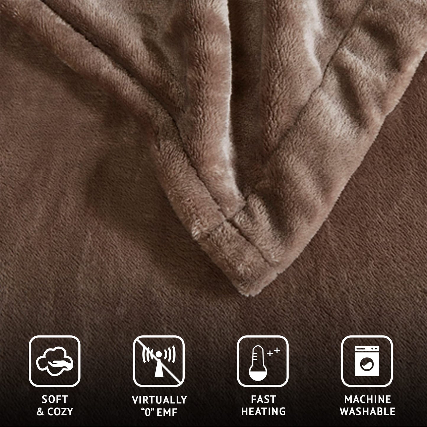 Beautyrest Heated Electric Blanket for Cold Weather, Fast Heating Heated Blanket, Auto Shut Off, Virtually Zero EMF, Multi Heat Setting, UL Certified, Mink Queen (90 inx84 in)