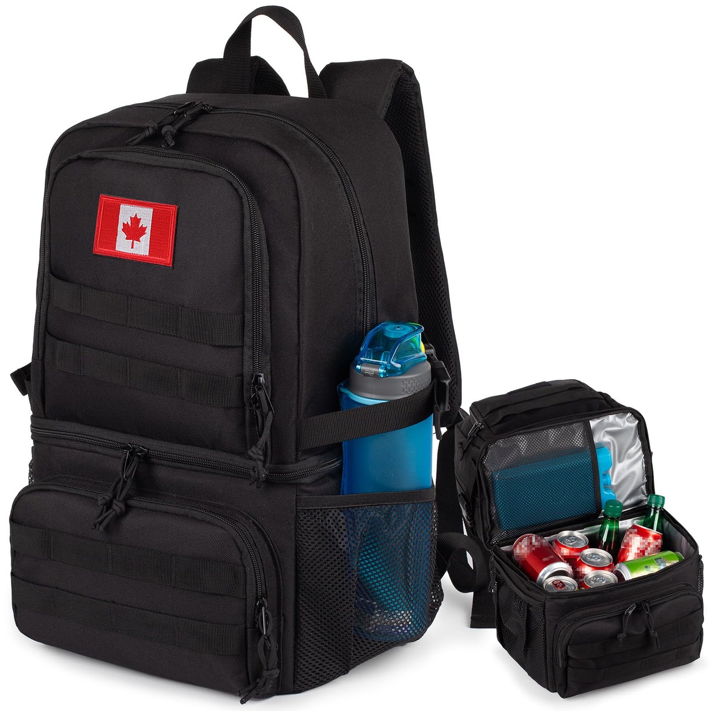 Tactical Double Deck Cooler Backpack for Men,Large Lunch Backpack with 2 Compartment,Soft Cooler Bag Water-Resistant Leak Proof Cooler Bag Beach Picnic