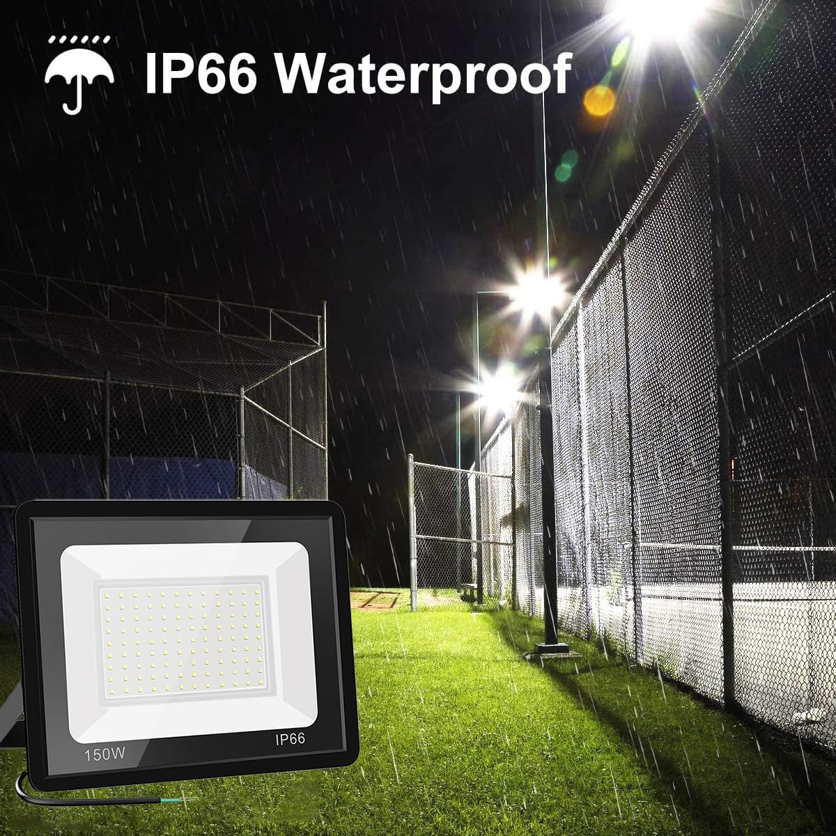 Gopretty 150W LED Flood Light Bulbs 2 Pack, Outdoor Waterproof IP66, 6000K Daylight White, Exteriores Security Floodlights for Yard, Garden, Garage, Work Shop