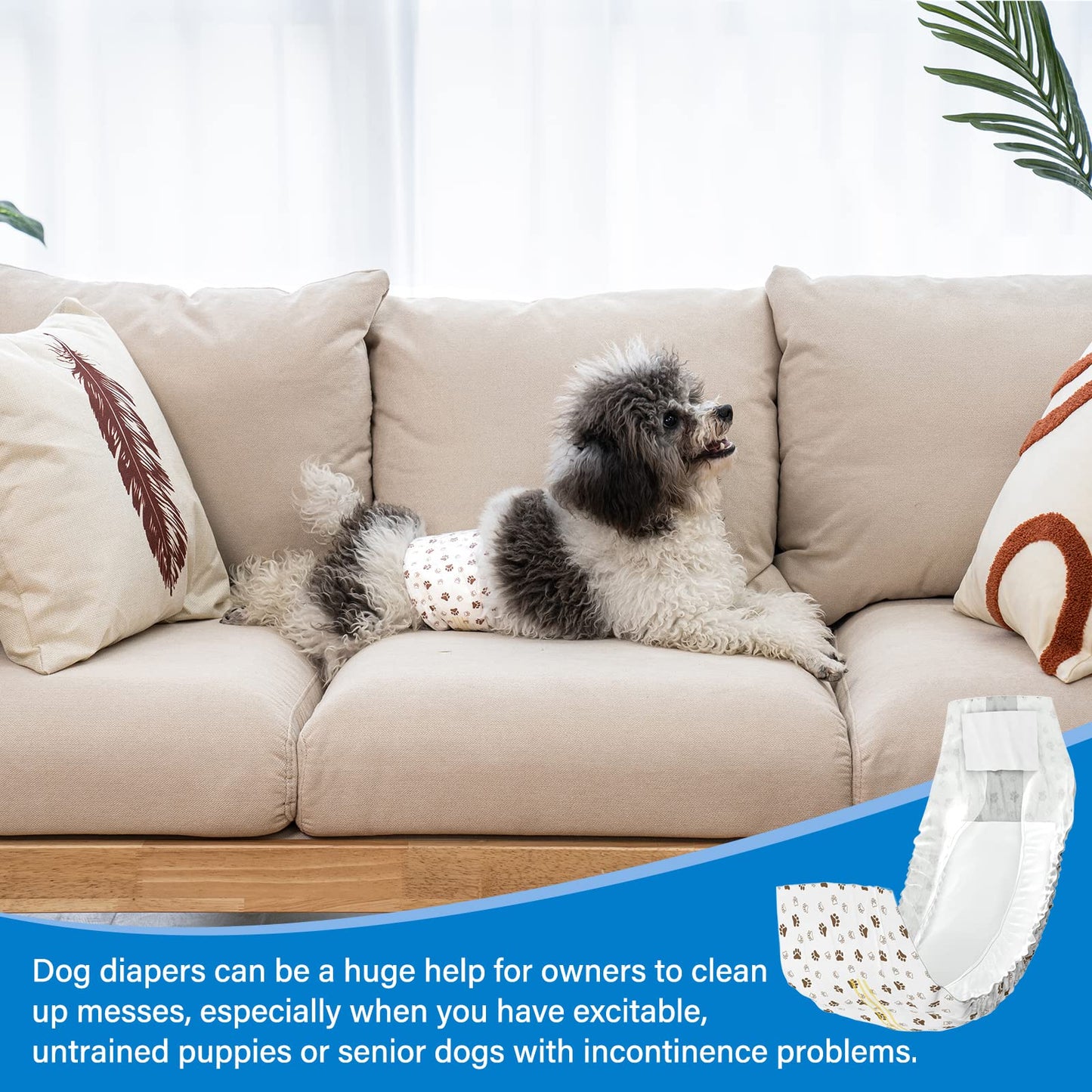 Pet Soft Dog Diapers Male - Disposable Male Dog Wraps Wetness Indicator, Ultra Absorbent Doggie Diapers Comfortable for Incontinence Excitable Urination, 50pcs Small