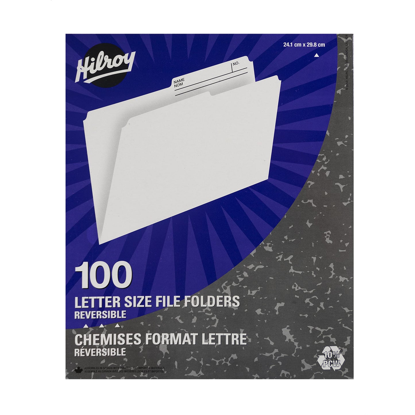 Hilroy Letter Size File Folders, 9” x 11.75”, 100 Folders per Box, Red (55161)