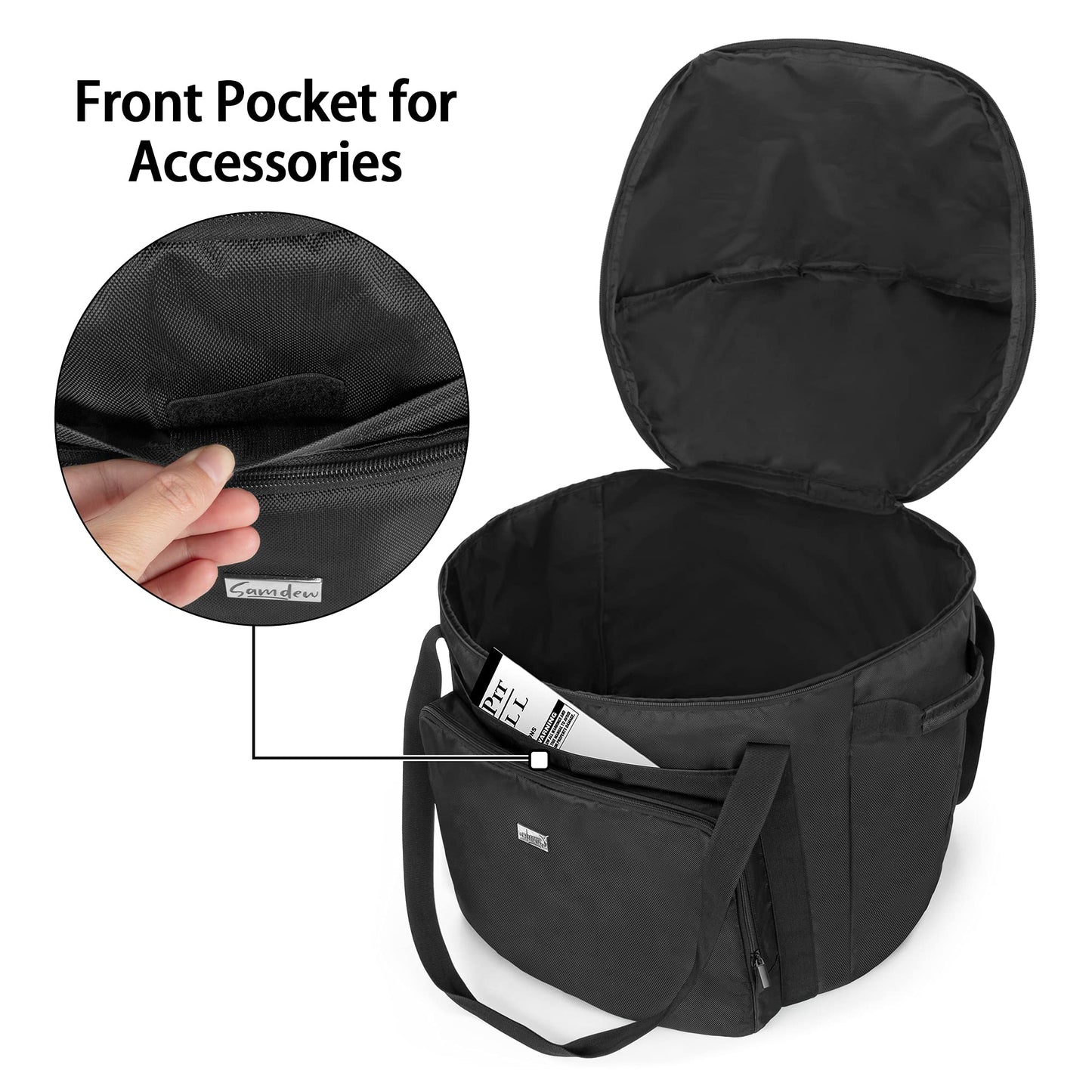 SAMDEW Portable Grill Carry Bag Compatible with Weber Jumbo Joe 18 Inch Charcoal Grill, Grill Cover Compatible with Jumbo Joe 18 in Portable Grill, with Pocket and Handle, Bag Only (Patented Design)