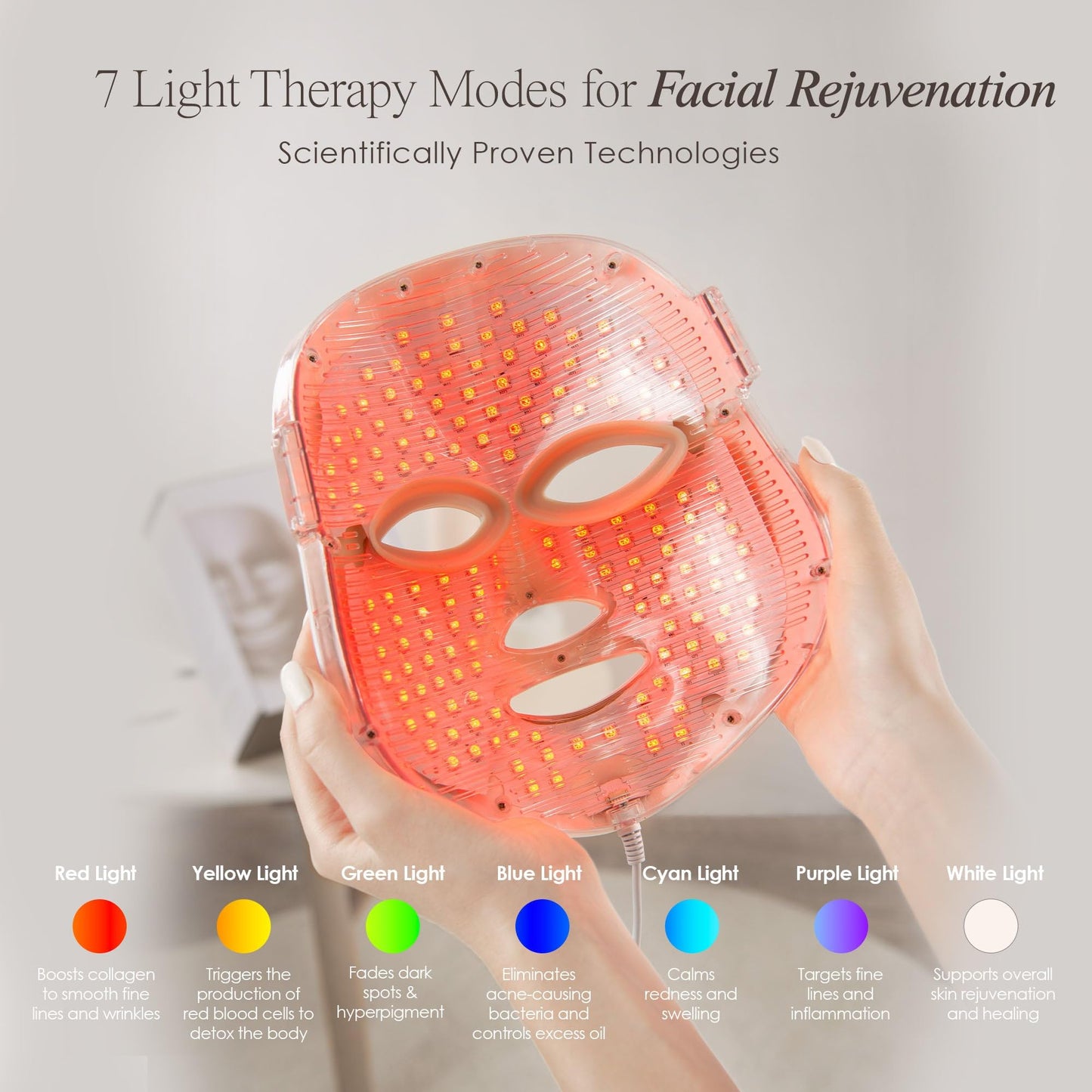 Project E Beauty LightAura LED Light Therapy Mask | Anti-Aging Facial Skincare Routine | Skin Tightening | Calm Inflammation & Sensitive Skin | Reduce Wrinkle | Brightens Skin | Collagen Boost