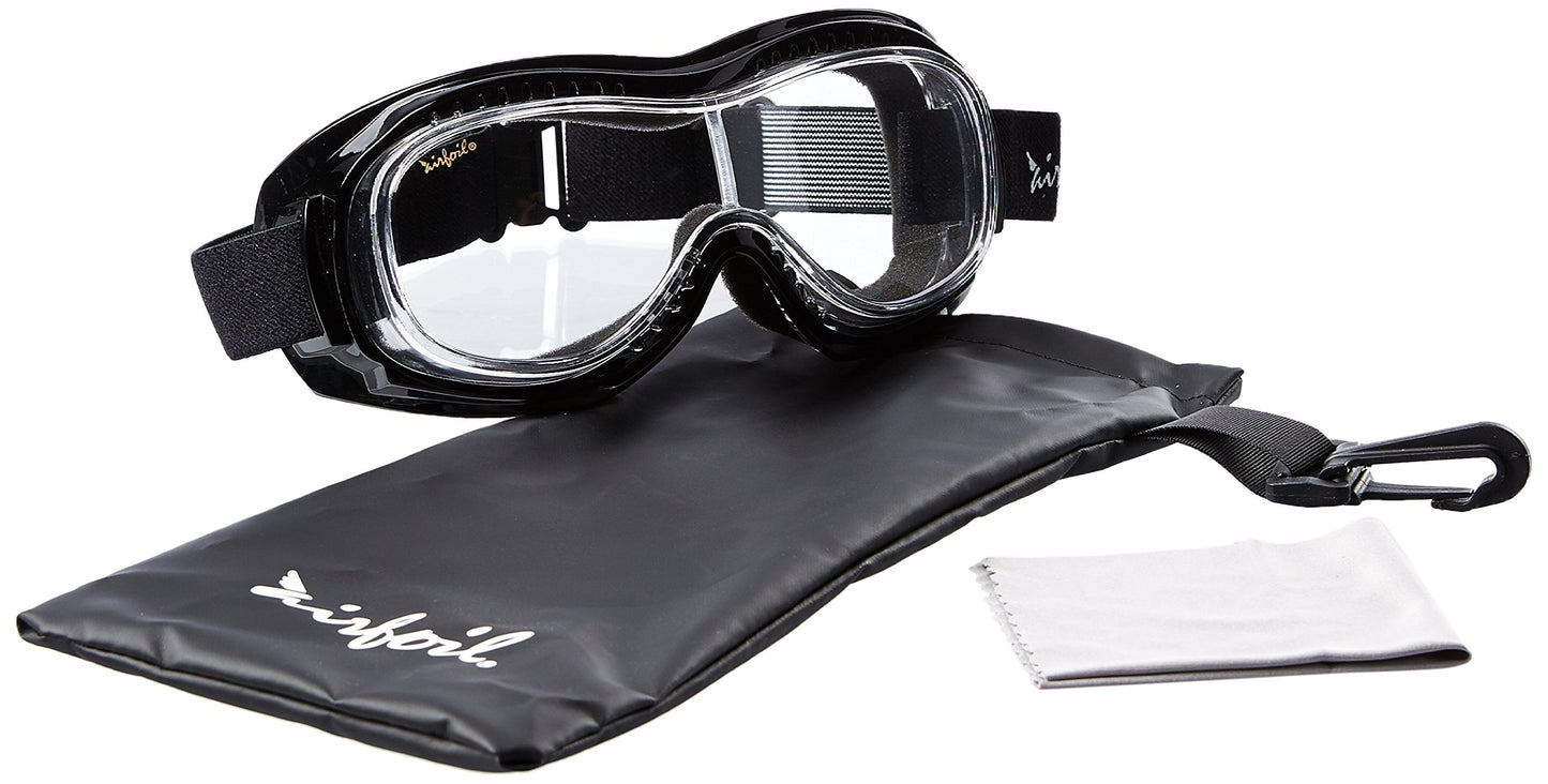 Pacific Coast Airfoil Padded 'Fit Over Glasses' Riding Goggles (Black Frame/Clear Lens) (9305)