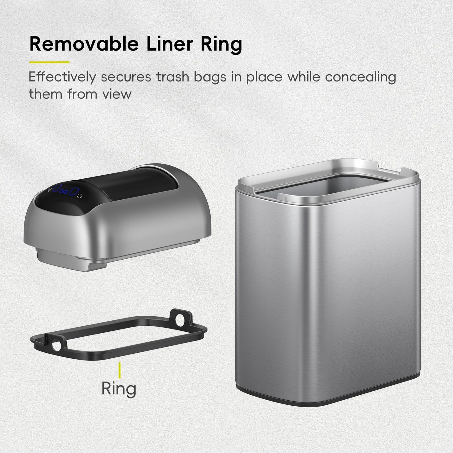 EKO Astro Slim Sensor Trash Can, 10L / 2.6 Gallon Touchless Garbage Bin with Soft-Close Butterfly Lid, Motion Sensor Stainless Steel Trash Can for Bathroom, Kitchen and Office, Waterproof