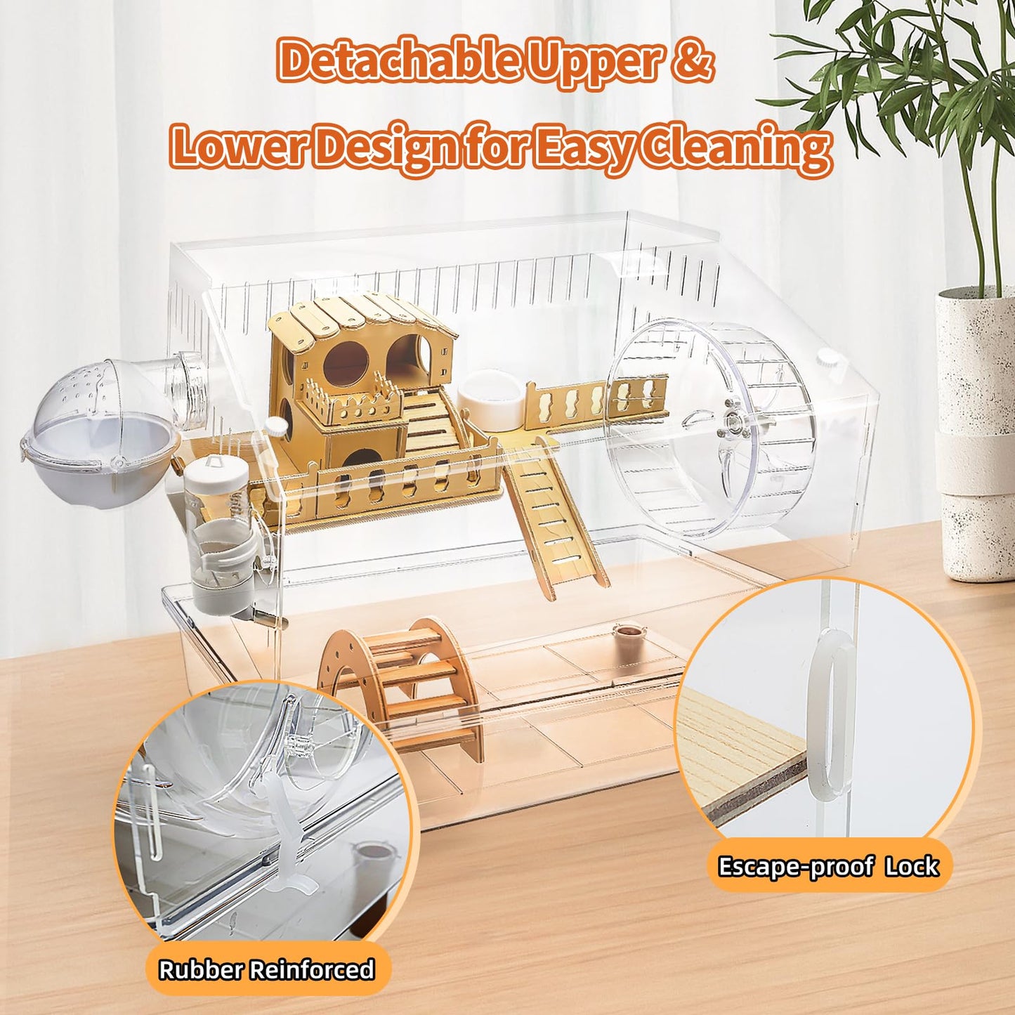 Kalolary Large Acrylic Hamster Cage, 2-Layer Gerbil Cages with Full Transparent Viewing Top Open Hamster House with All Accessories Hamster Enclosure for Dwarf Hamster, Gerbils, Pet Mice