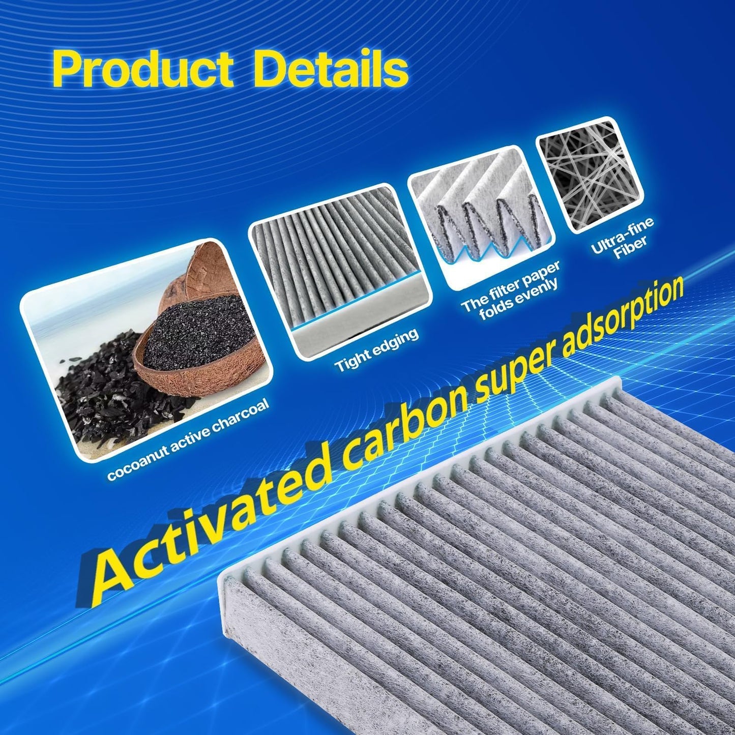 E-Longwell 3 Pack Cabin Air Filter w/Activated Carbon Fits RAM 1500/2500/3500/4500/5500, Compass, Patriot, Avenger, Caliber, Journey, Chry-sler 200, Cirrus, Sebring, Replace CF10729, 5058381AA