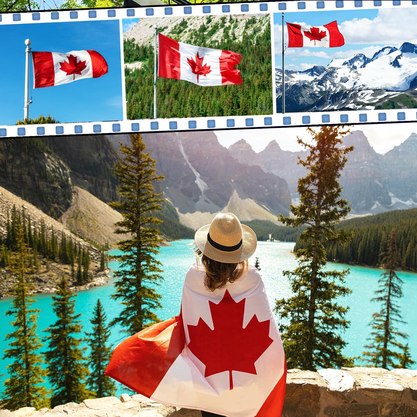 FLAGWIN Canada Flag 5x8 ft, Canadian Flags Heavy Duty Embroidered Maple Leaf with 3 Brass Grommets, Vivid Color and Fade Resistant Canada Banner Flags for Indoor/Outdoor