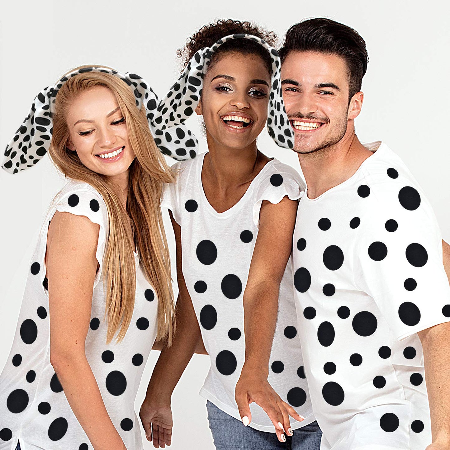 60 Pieces Halloween Christmas Dalmatian Costume Set Dog Ears Headband Kit Include Dalmatian Ears Headbands Bow Tie Tail
