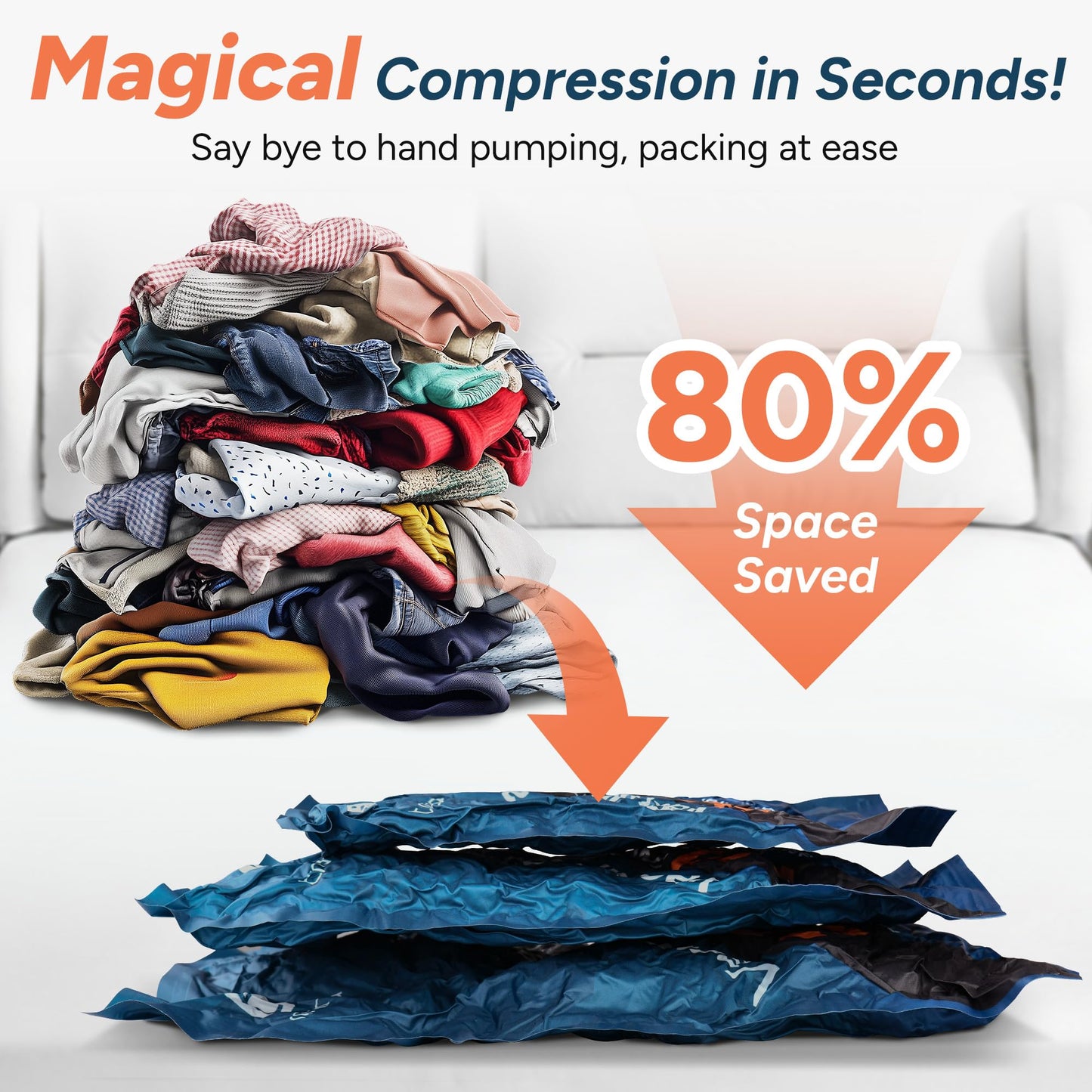 travel inspira 15 Pack Vacuum Bags for Travel with Electric Pump, Airtight Oxford Fabric Space Saver Bags for Clothes, Leak-Proof Compression Bags for Family Suitcase & Luggage, 5S 5M 5L