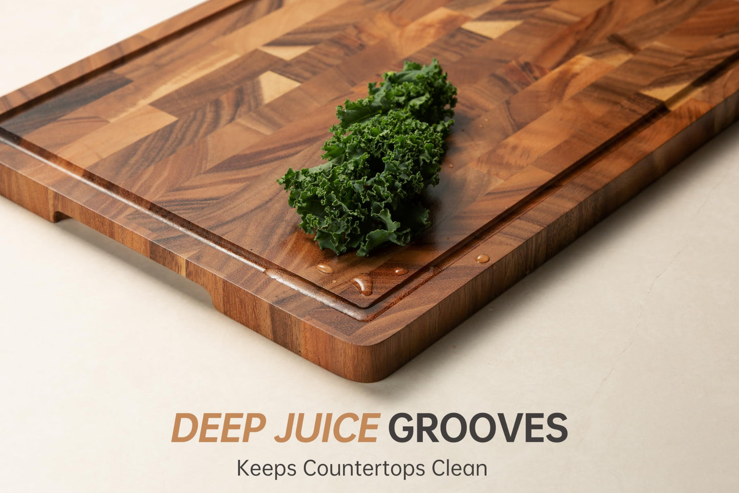 FYCTIO Walnut Wood Cutting Board End Grain Wooden Cutting Boards for Kitchen Chopping Block with Deep Juice Groove, Inners Handles, Gift Box, 16.5“x11.6”x0.8“