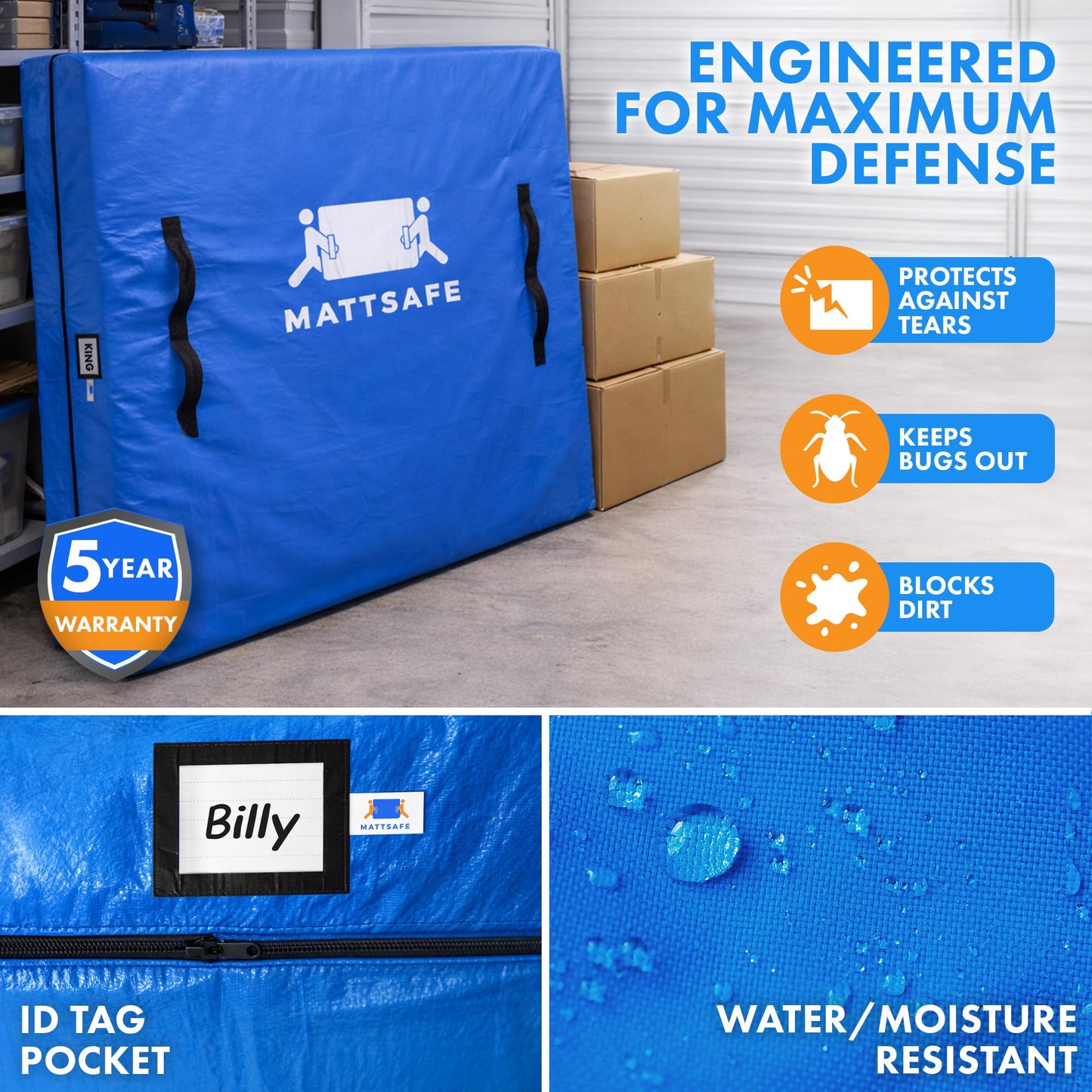 Nordic Elk Mattress Bags for Moving and Storage (King) Heavy Duty Moving Supplies, 8 Sturdy Handles, Strong Zipper, Mattress Cover Bed Bags, Storage Cover Essentials Packing Protector