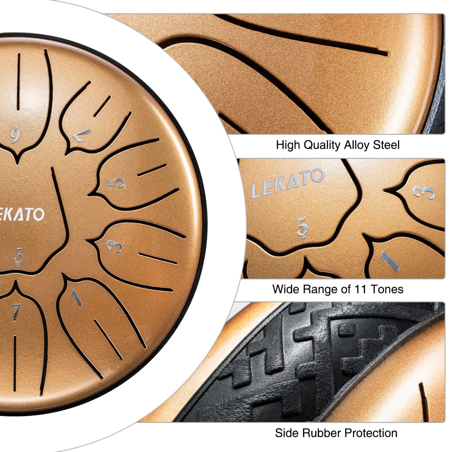 Steel Tongue Drum 6 Inch 11 Notes, LEKATO Steel Alloy Drum D Major Beginner Drum Percussion for Children Musical Education Zen Meditation Yoga, Christmas Gift for Adult& Kids