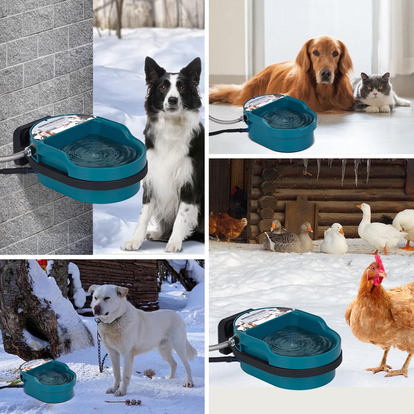PAUQRWIE Heated Automatic Dog Water Bowl Outdoor Large Breed Heated Waterer with Float Valve Wall Mounted Pet Thermal-Bowl Winter Livestock Water for Dogs Chicken Horse Cat