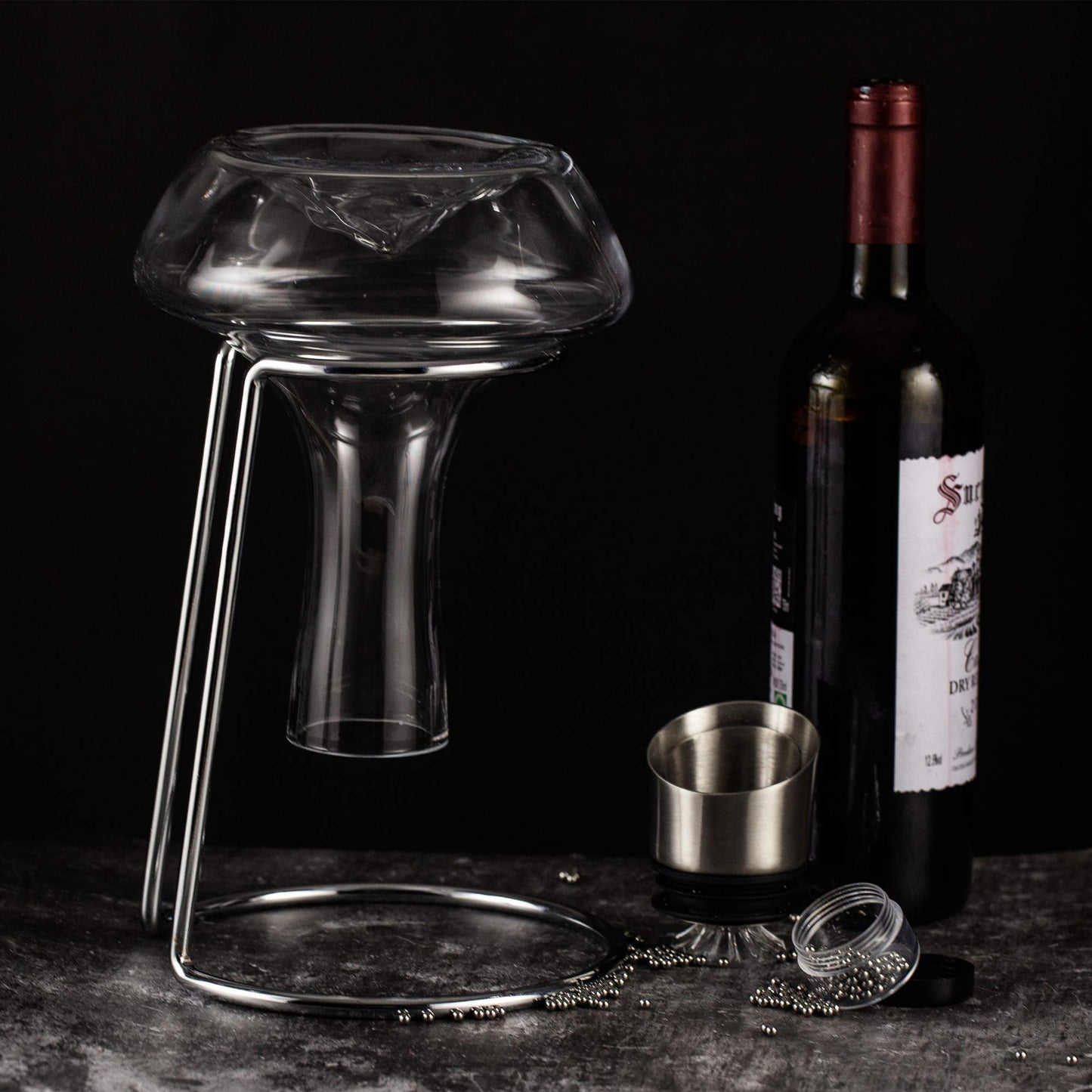 YouYah Iceberg Wine Decanter Set with Aerator Filter,Drying Stand and Cleaning Beads,Red Wine Carafe,Wine Aerator,Wine Gift,100% Hand Blown Lead-Free Crystal Glass