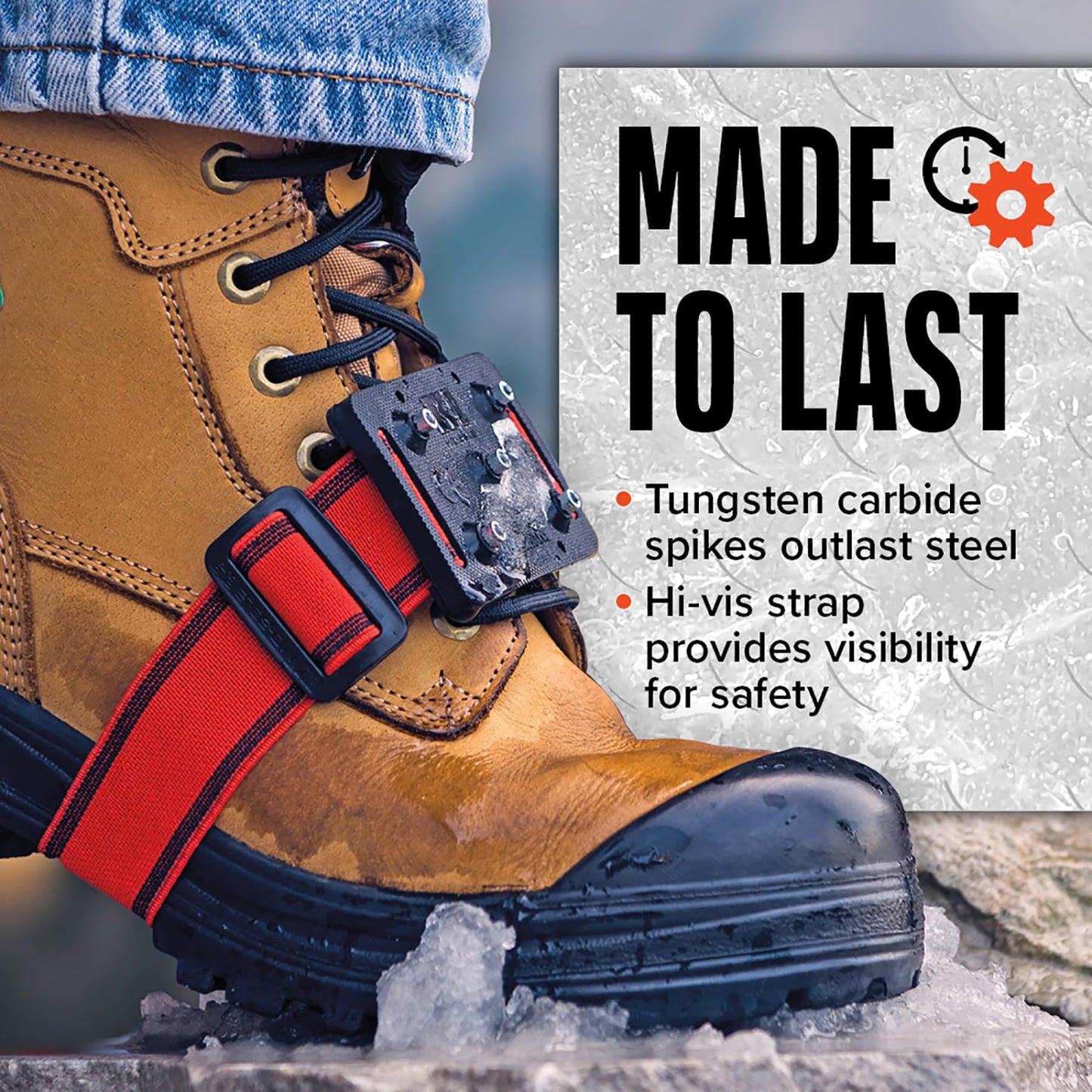 K1 Mid-Sole Ice Cleats for Men & Women - Rotatable Traction Aids For Winter Snow - Hi Vis - Original