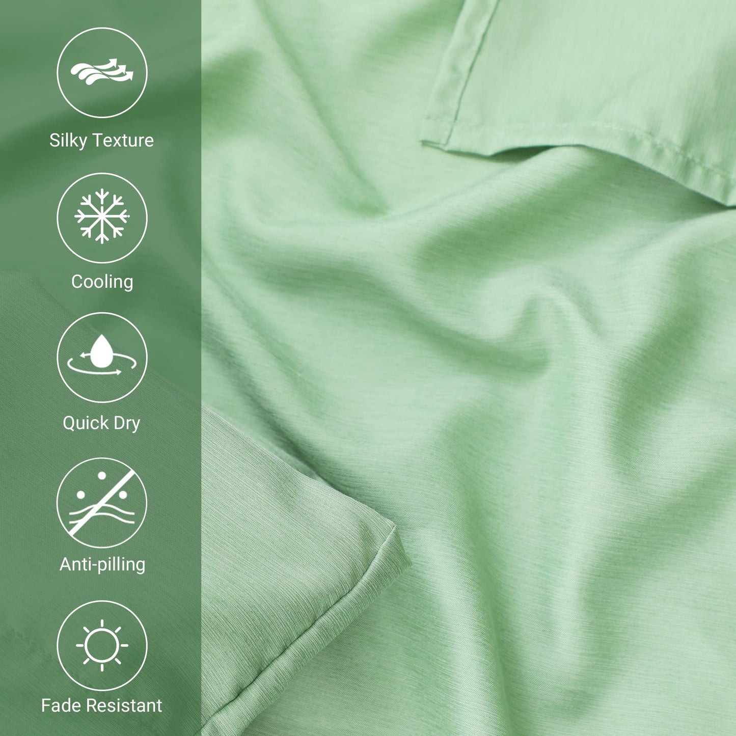 Mooreeke Bamboo Draps Queen Sheets, Cooling Bed Sheets Rayon Derived from Bamboo, Green Breathable & Soft Bed Sheets