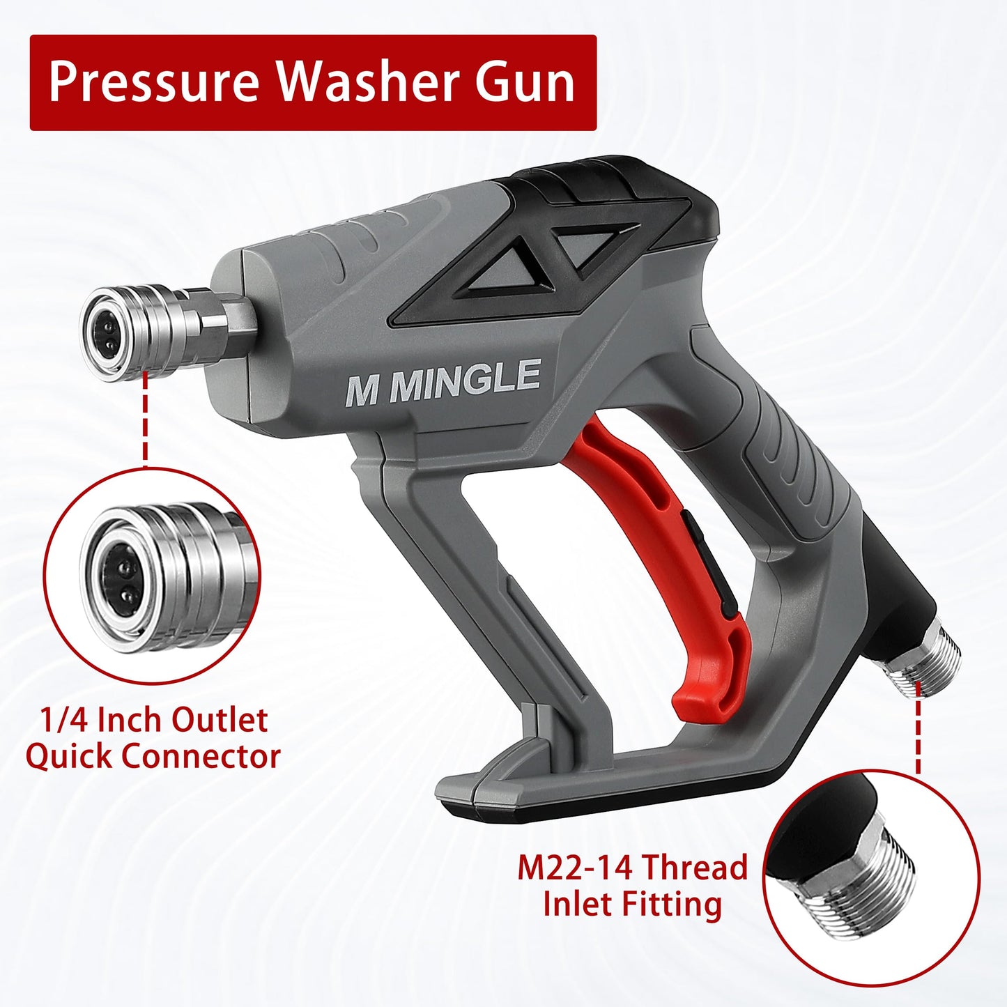 M MINGLE High Pressure Washer Gun Snow Foam Lance, 4000 PSI Cannon Foam Blaster Power Washer with1/4 Quick Connector, Car Wash Foam Cannon Kit with 5 Pressure Washer Nozzle Tips, 1 Liter
