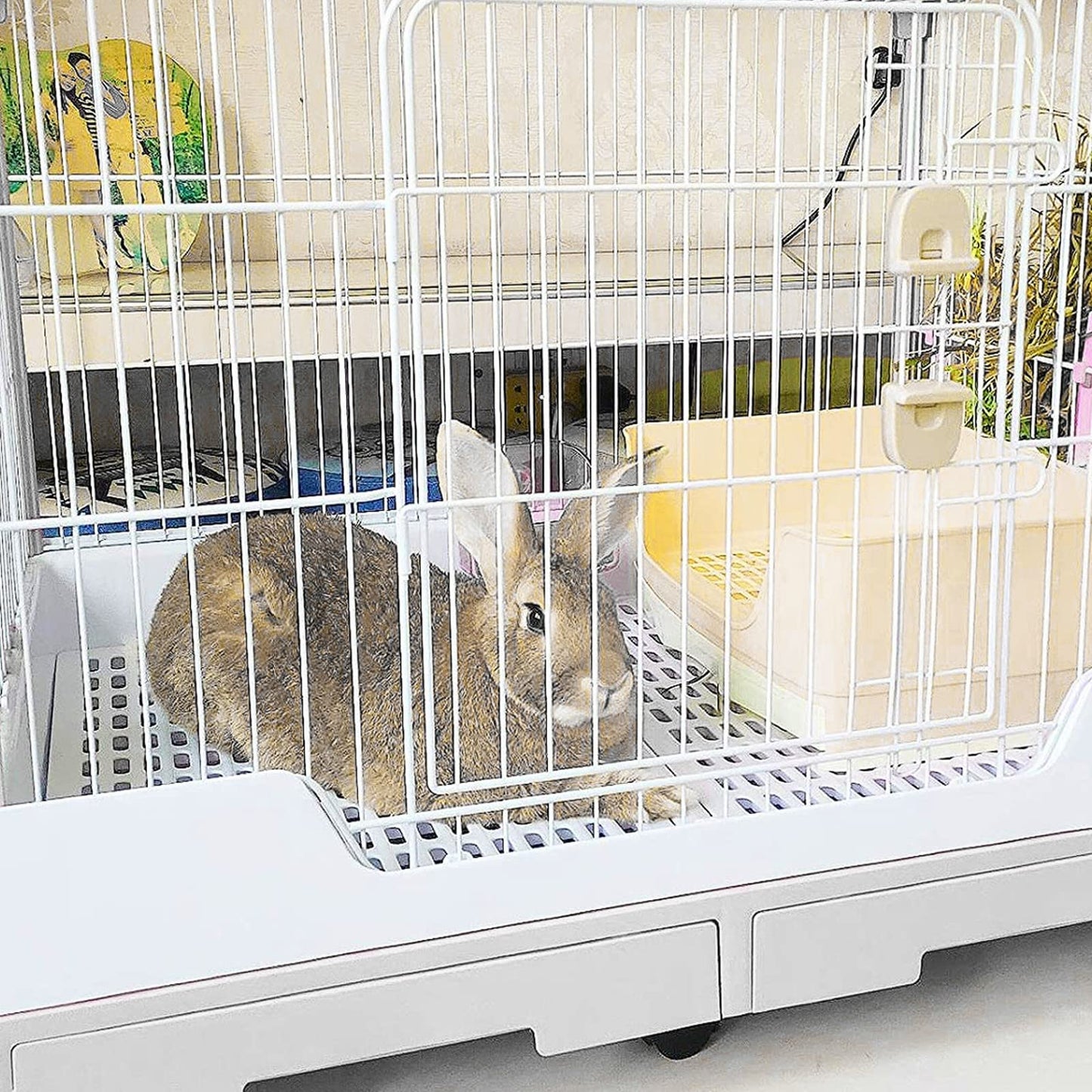 Large Rabbit Litter Box Toilet,Bunny Potty Trainer with Drawer & 100pcs Disposable Pet Toilet Films Pet Pan for Guinea Pigs, Rabbits, Hamster,Small Animals