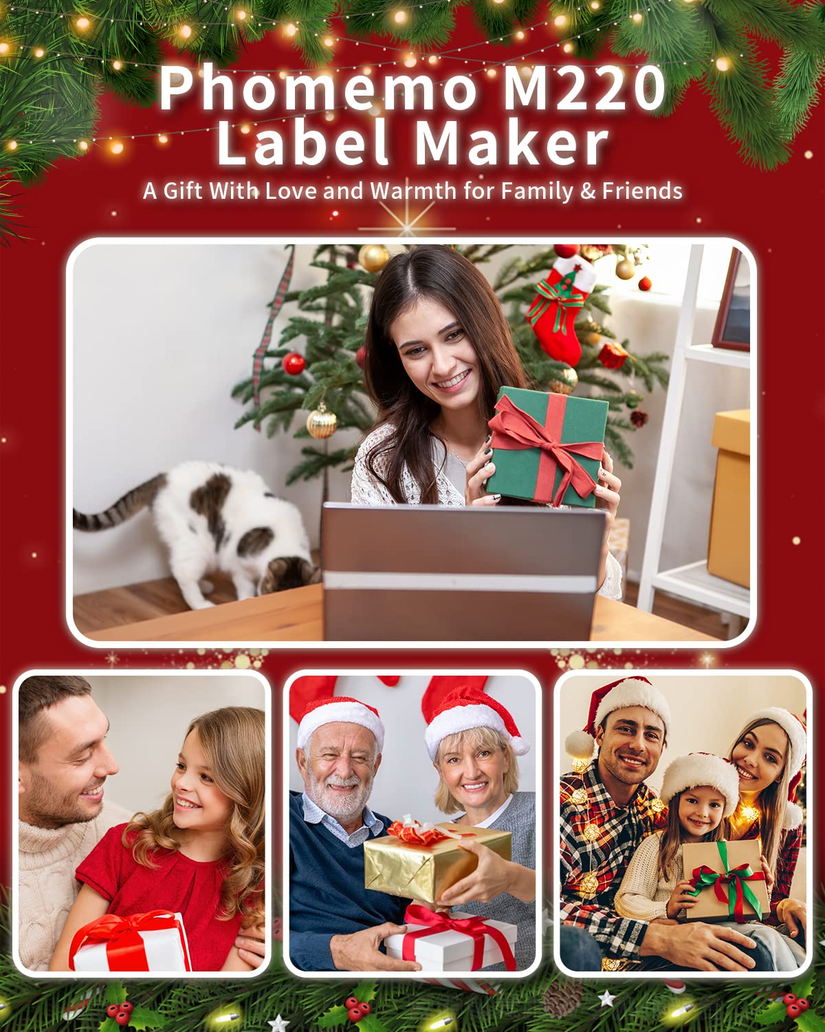 Phomemo M220 Label Makers, Bluetooth Label Printer, 3.14 Inch Portable Thermal Label Maker Machine for Barcode, Labeling, Organizing, Small Business, Compatible with iOS & Android, with 3 Roll Labels