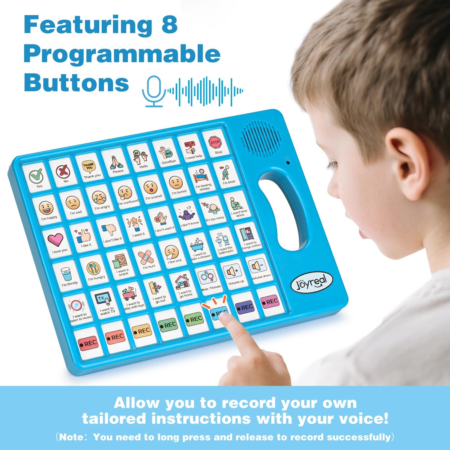 AAC Device for Autism, Joyreal Non Verbal Communication Tools for Speech Therapy & Stroke Rehab. Augmentative Alternative Communication Tablet, Autism Talking Aids with 8 Programmable Buttons