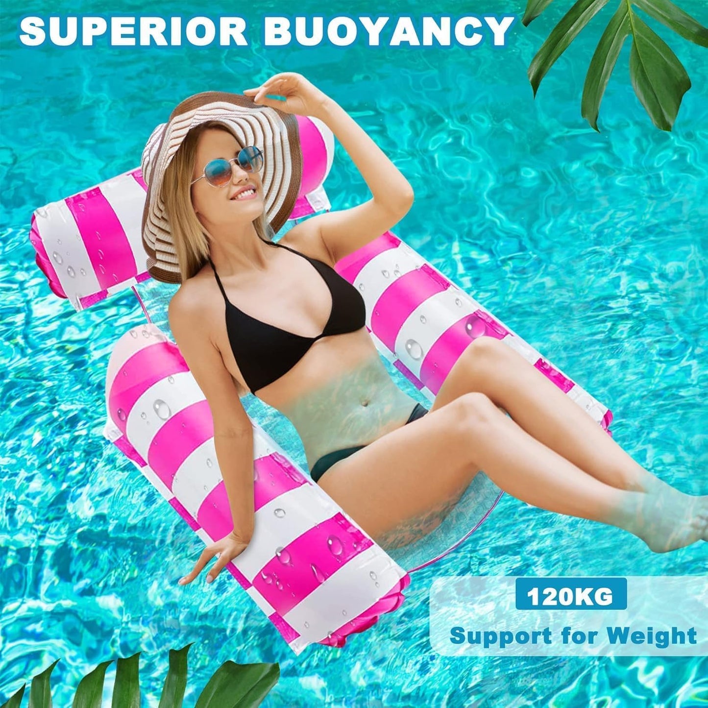 3 Pack 300 LB Water Floaties,Inflatable Pool Float Chair for Adults Swim Floating Party Vacation Fun and Rest (Blue & Dark Blue & Rose red)