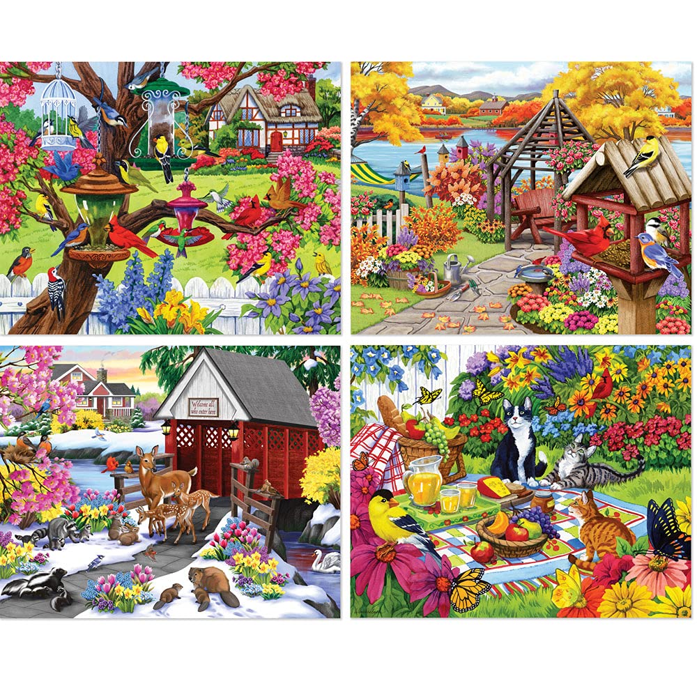 Bits and Pieces - 500 Piece Jigsaw Puzzle 4-in-1 Multi-Pack for Adults Each Puzzle Measures 16" x 20" (45.7cm x 60.9cm) - 500 pc Rustic Garden - Full Color Posters Jigsaws by Artist Nancy Wernersback