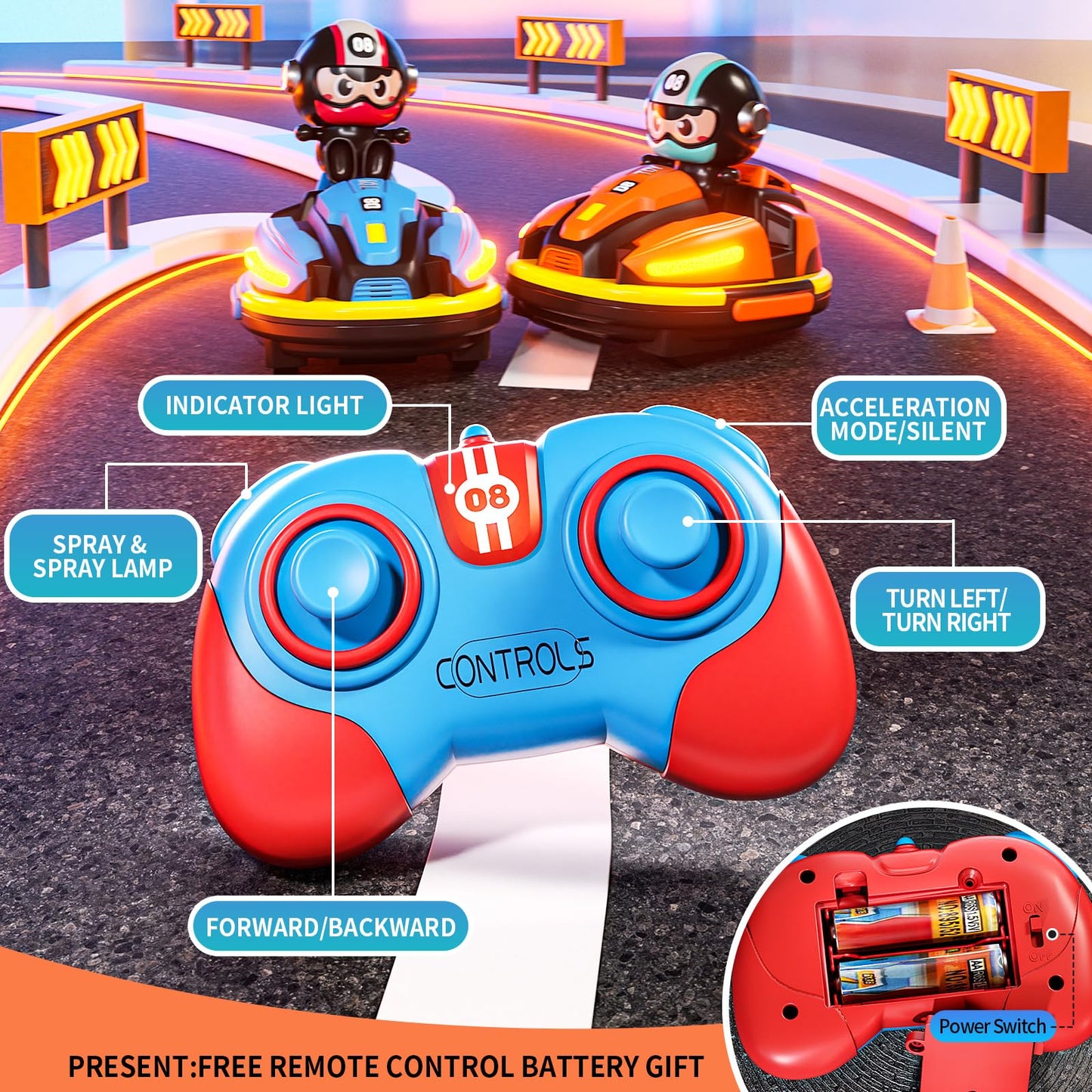 Bumper Cars Remote Control Set,2.4 GHz Remote Control Cars for Kids, RC Battle Race Cars, Remote Control Bumper Cars Game for 3 4 5 6 7 8 Year Old boy Gifts