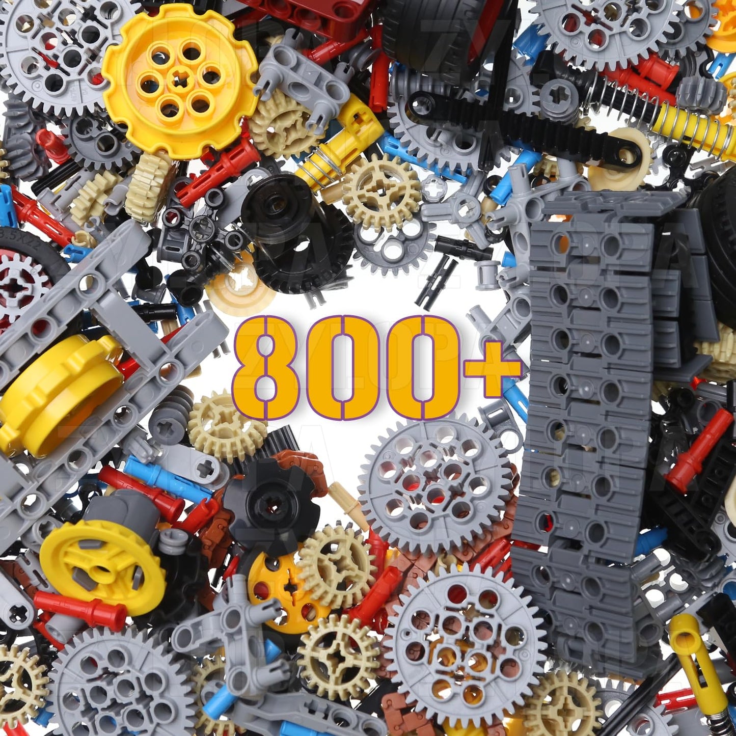 854pcs Technic Parts and Pieces Set: Gears, Axles, Pins, Connectors, Differential, Tracks, Shock Absorbers, etc. Compatible with Major Brands. Toy Building Block for MOC Technical Accessories kit.