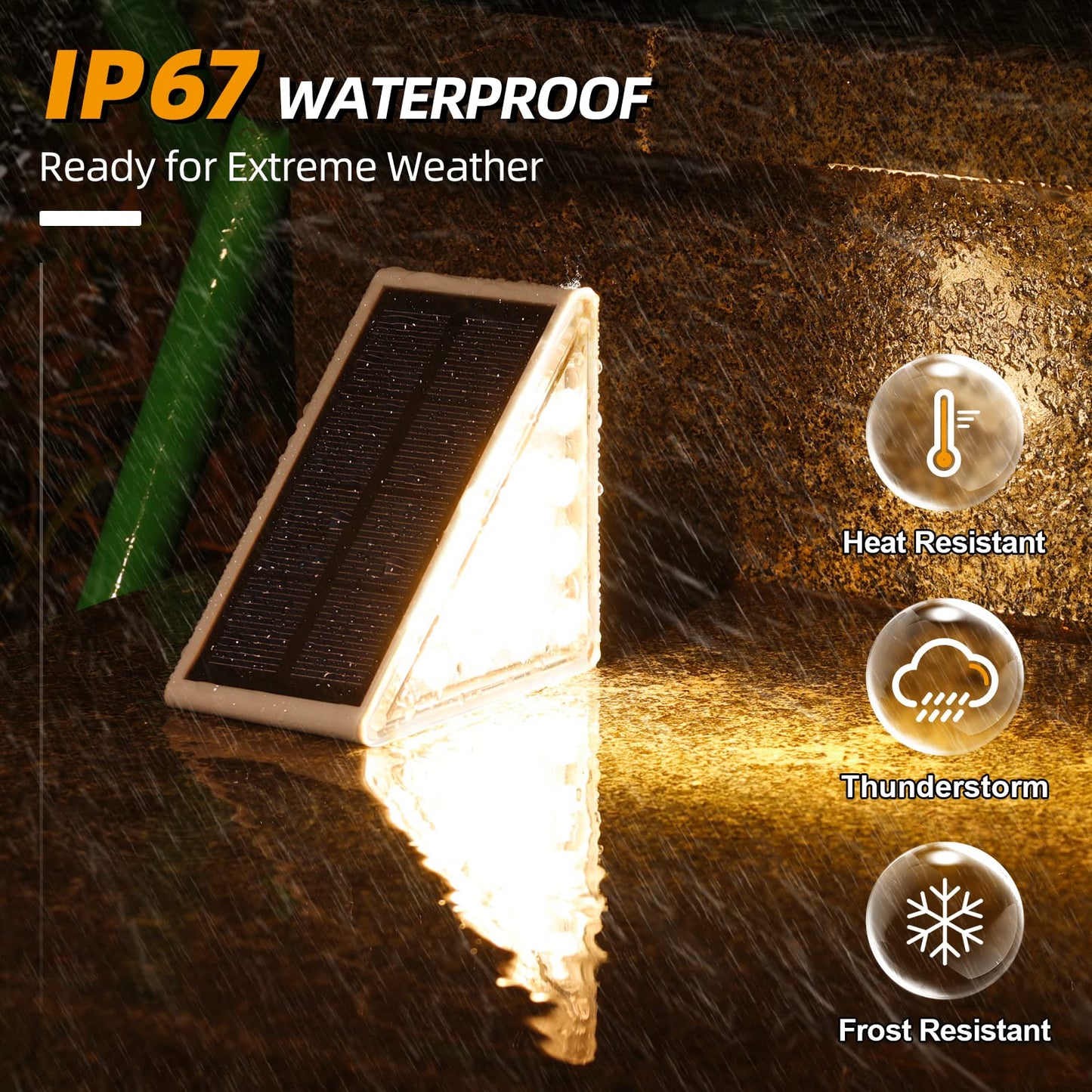 NIORSUN 6 Pack Solar Stair Lights Outdoor, Solar Step Lights Outdoor Waterproof IP67 - Auto On/Off, Warm White, Steps, Stairs, Deck, Patio, Yard, Porch, Front Door, Sidewalk Decor (Solar Lights)