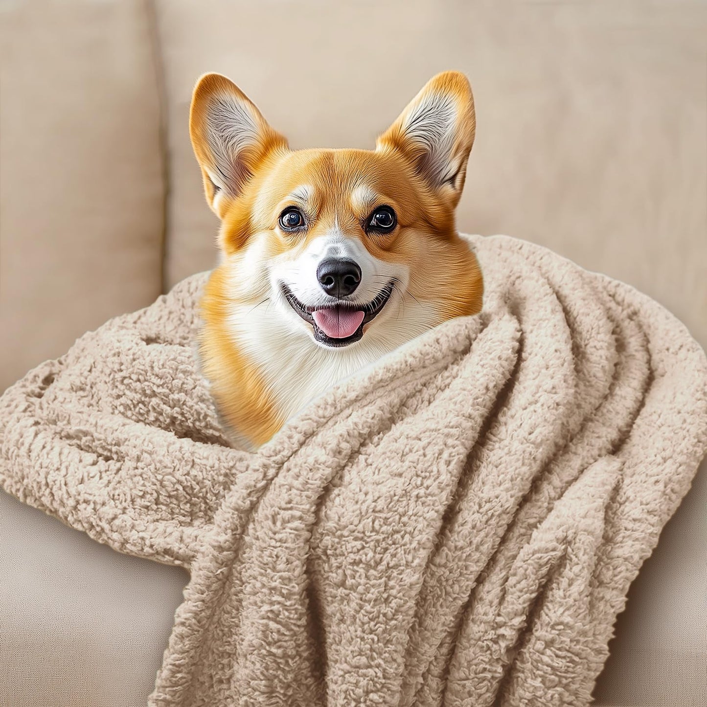 Luciphia 1 Pack 3 Blankets Fluffy Premium Fleece Pet Blanket Soft Sherpa Throw for Dog Puppy Cat Beige Medium(30 * 20")
