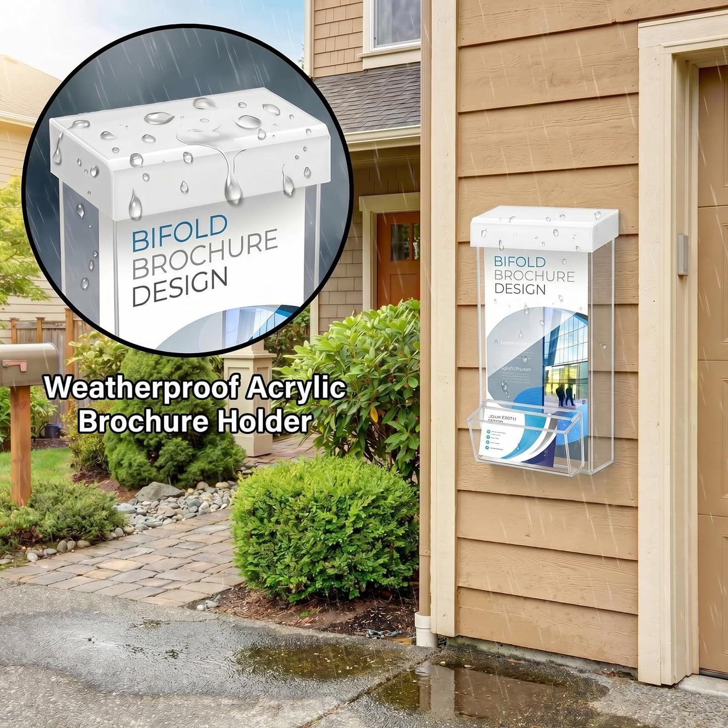 Remerry 2 Pack Outdoor Brochure Holder Wall Mount, Weatherproof Acrylic Flyer Holder with Lid, 4x9 Inch Clear Pamphlet Display Box for Real Estate Office Restaurant Menu Literature(White)