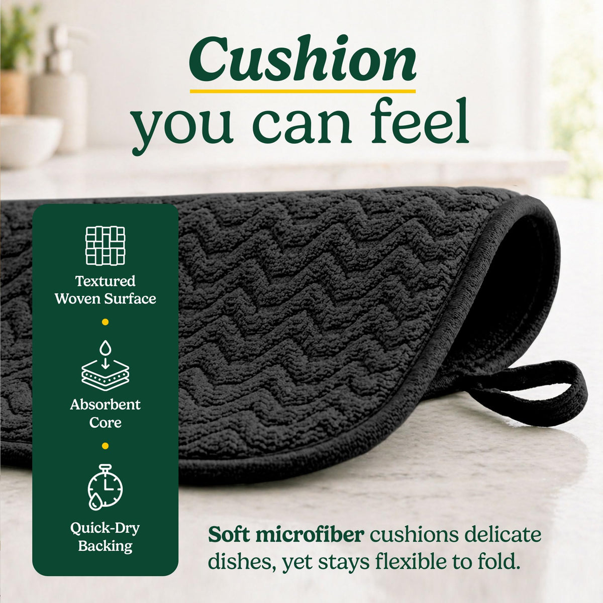Cuisinart Dish Drying Mats for Kitchen Counter - (2) 18" x 24" Ultra Absorbent Dish Drying Mat XL - Foldable, Machine Washable, Fast Drying Dish Mat (Geostripe)