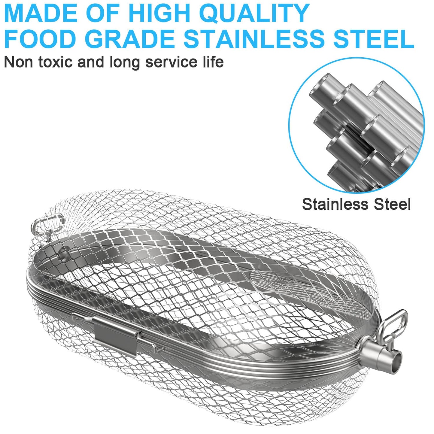 Napoleon Rotisserie Grill Basket 64000, Stainless Steel BBQ Rotisserie Basket for Napoleon and Other Gas Grills, Fits All Standard Spit Rods, Best for Even Cooking of Wings, Fries, Veggies