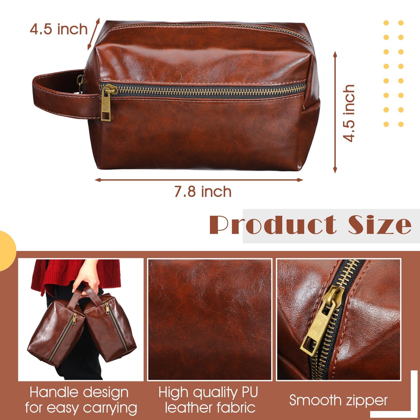 Hillban 10 Pcs Groomsmen Gift Leather Toiletry Bag for Men Travel Shaving Kit Bathroom Bag Make up Cosmetic Proposal Supplies for Wedding Favor Grooming Anniversary Boyfriend Father(Dark Brown)