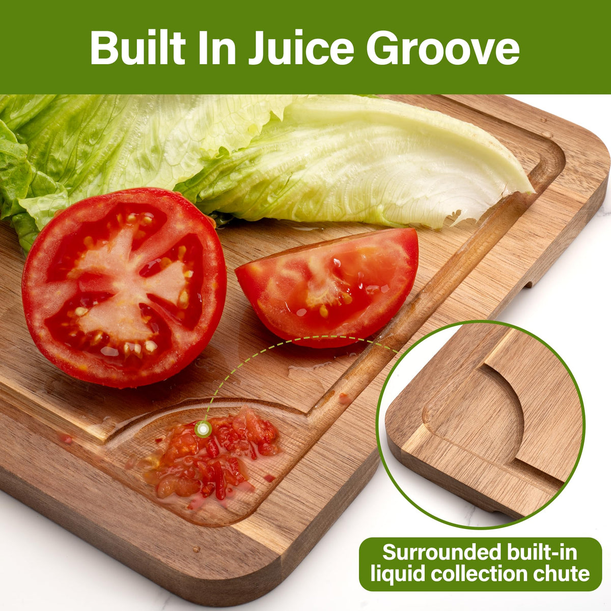 Wooden Cutting Boards for Kitchen, Wood Cutting Board Set with Juice Groove, Chopping Boards Set of 3（Small, Meduim & Large Charcuterie & Chopping Butcher Block for Meat