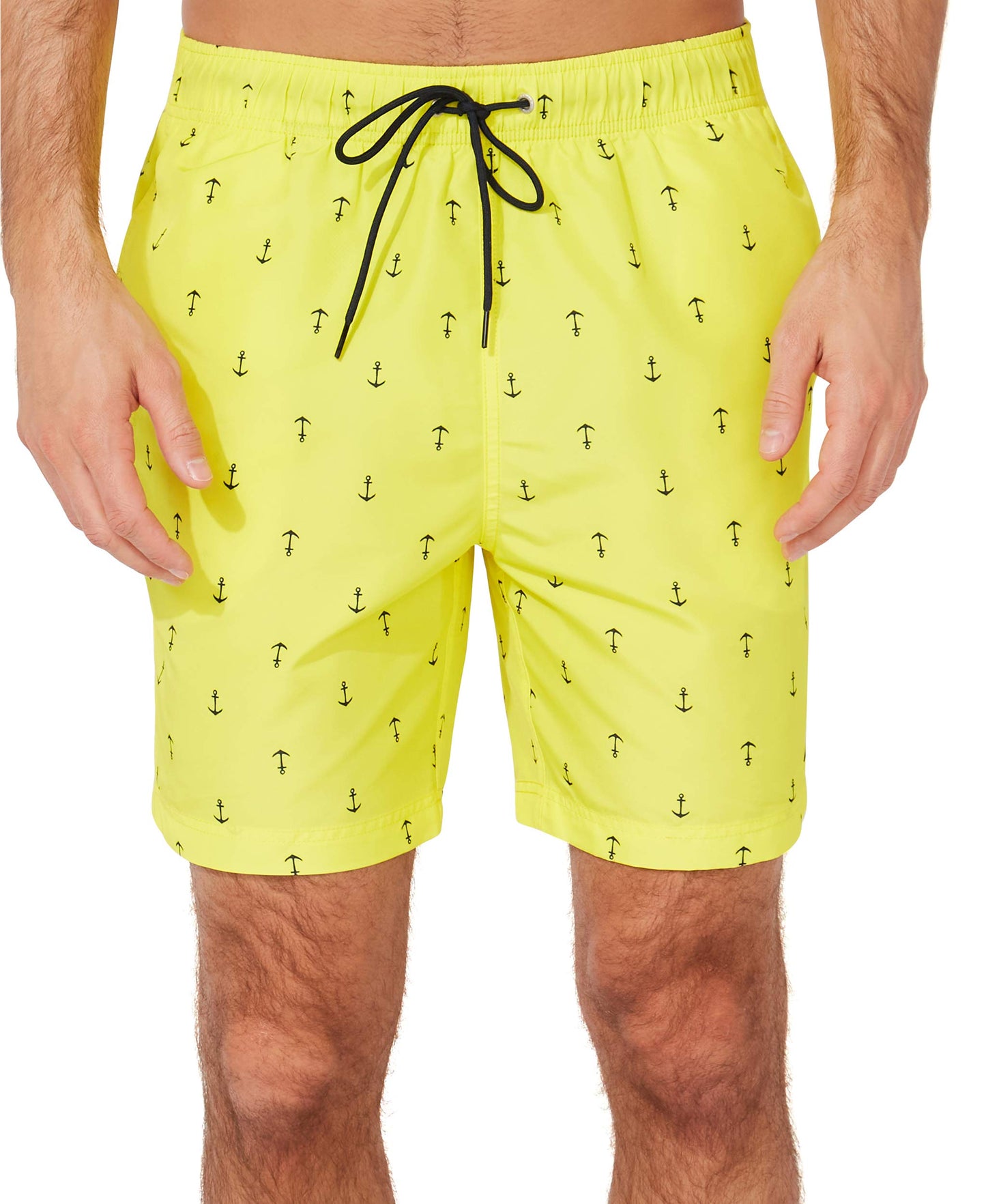 Nautica Men's Standard Quick Dry All Over Classic Anchor Print Swim Trunk, Blazing Yellow, Medium