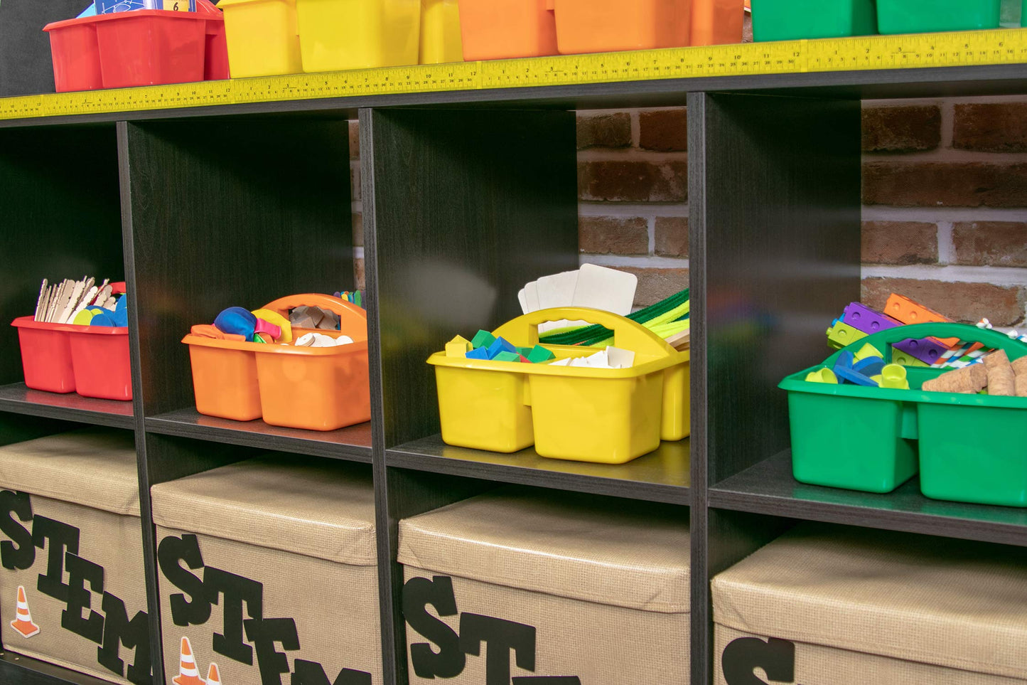 Primary Colors Plastic Storage Caddies - 6 Pack