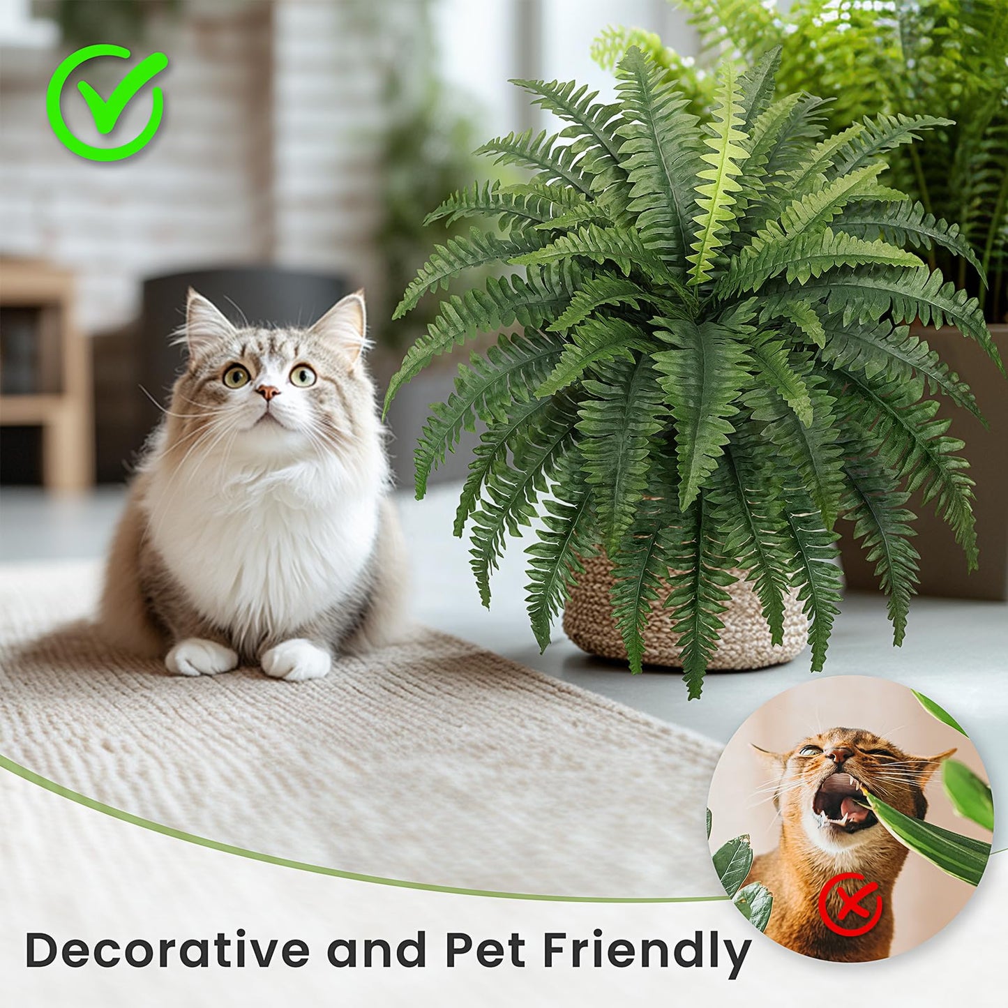 FOREST PRINCE Artificial Ferns, Set of 2 Bouquets 34" Fake Ferns with 39 Fronds for Decoraction Outdoors Garden Home