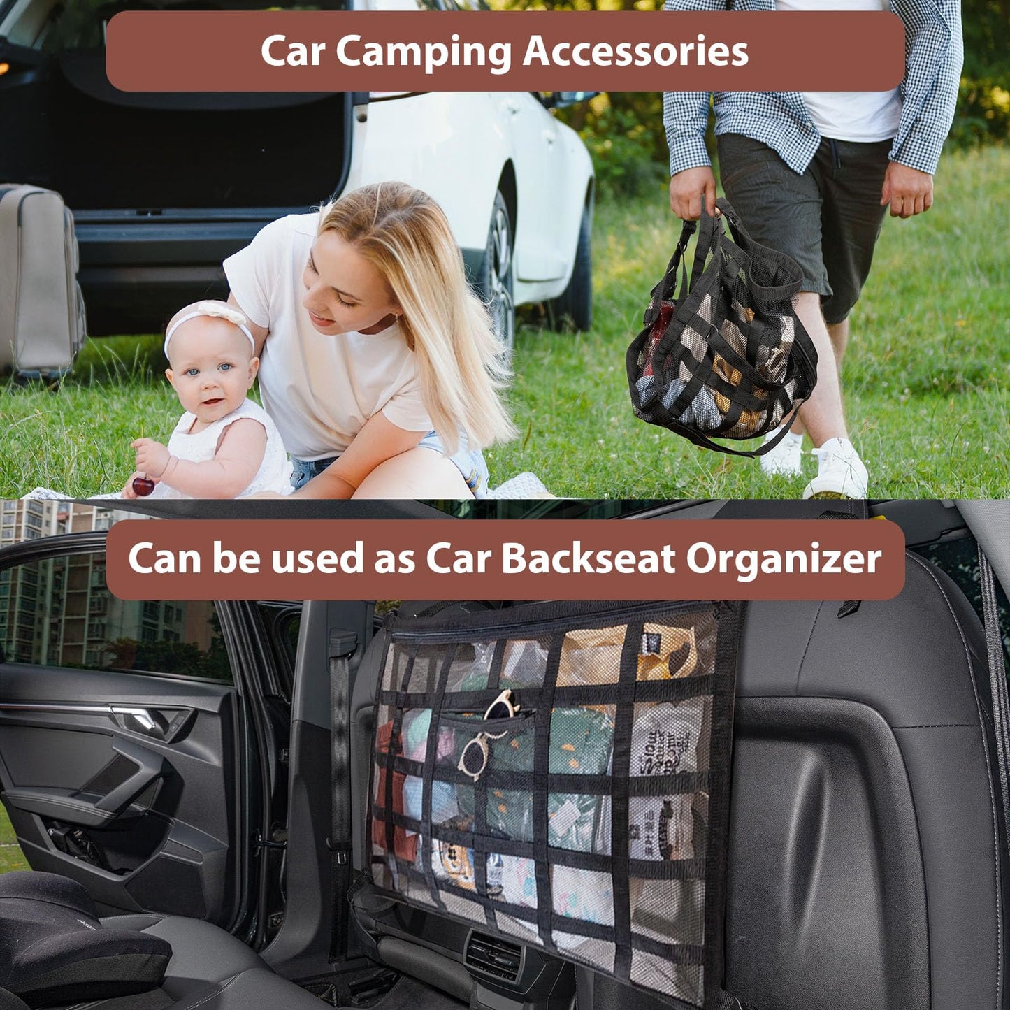 Upgrade Car Ceiling Cargo Net Pocket,31.5"x21.6" Strengthen Load-Bearing and Droop Less Double-Layer Mesh Car Roof Storage Organizer,Truck SUV Travel Long Road Trip Camping Interior Accessories