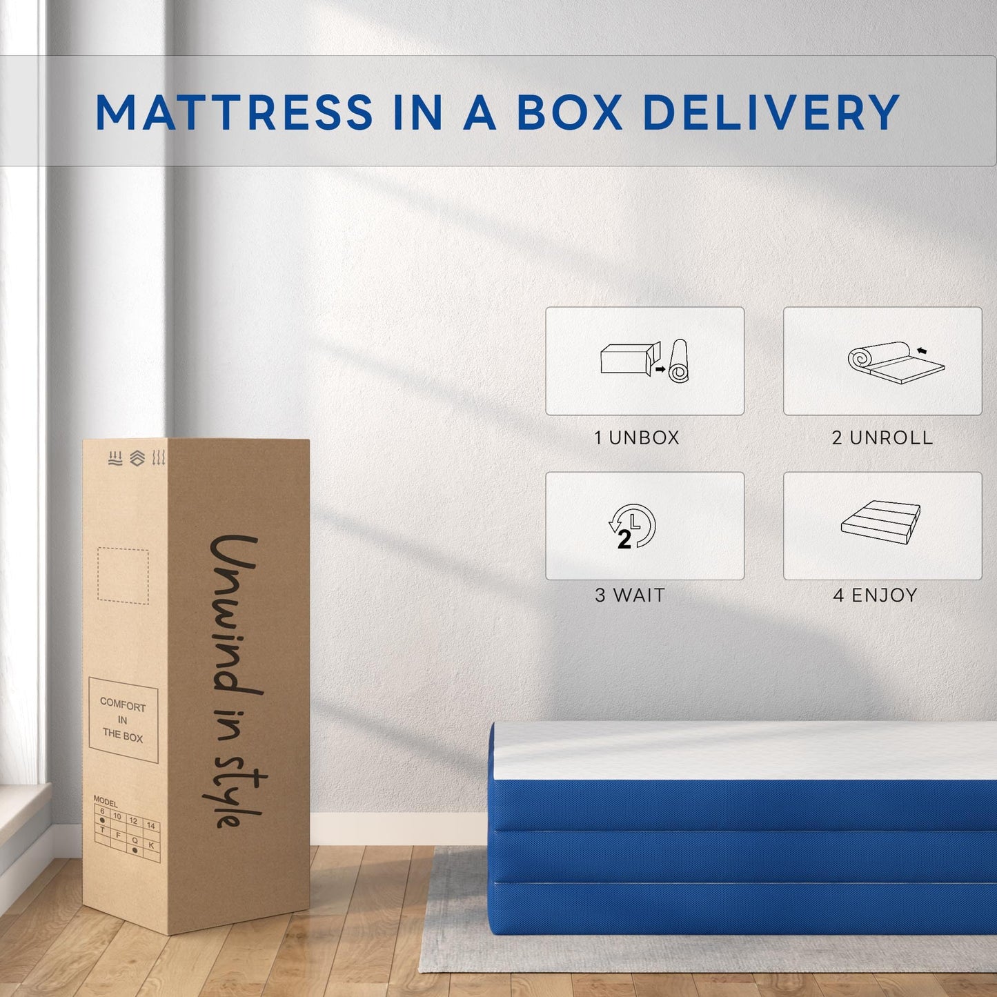 DlandHome Portable Tri-Fold Memory Foam Mattress,Floor Mattress,Foldable Mat,Folding Mat for Travel & Camping & Yoga,Cover Washable (Twin, 3 Inch)