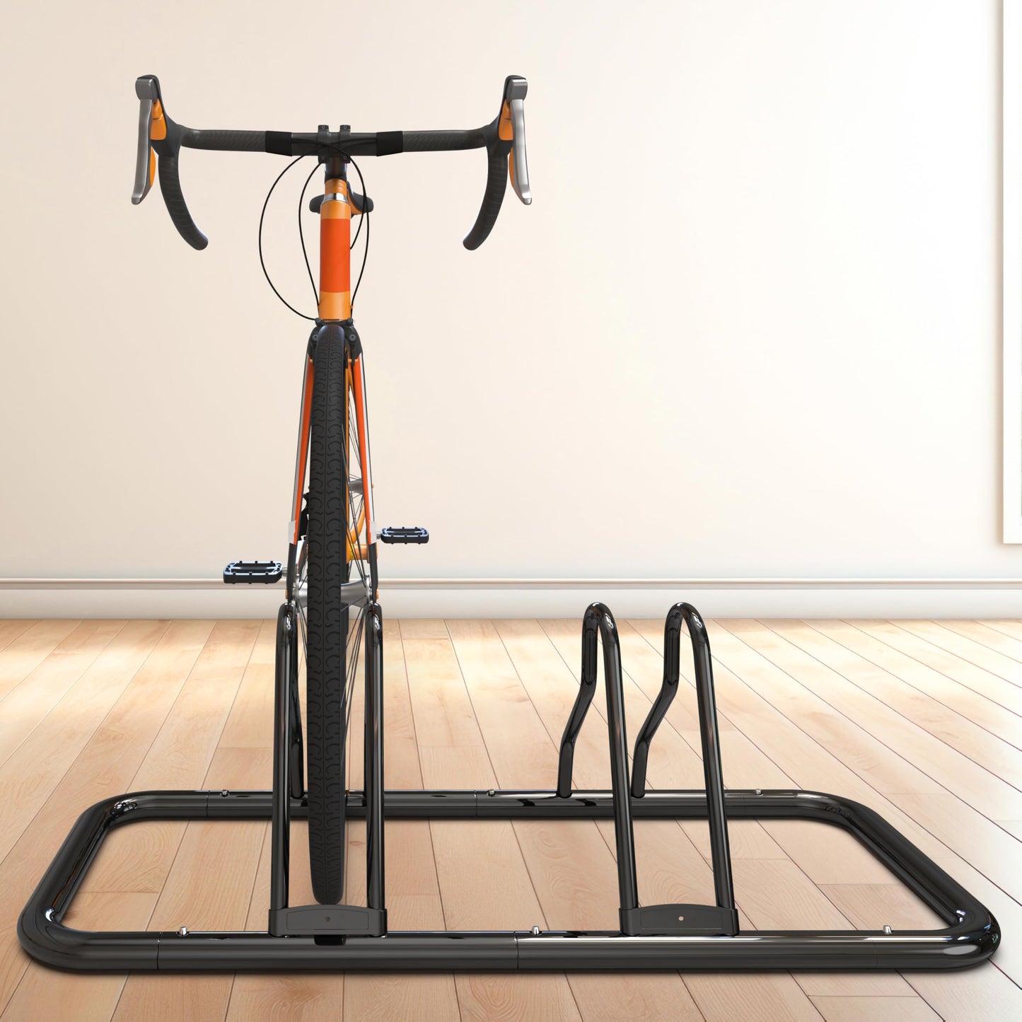 Simple Houseware 2-Bike Floor Storage Rack - Adjustable Bicycle Parking Stand & Garage Organizer for Road and Kids Bikes, Black