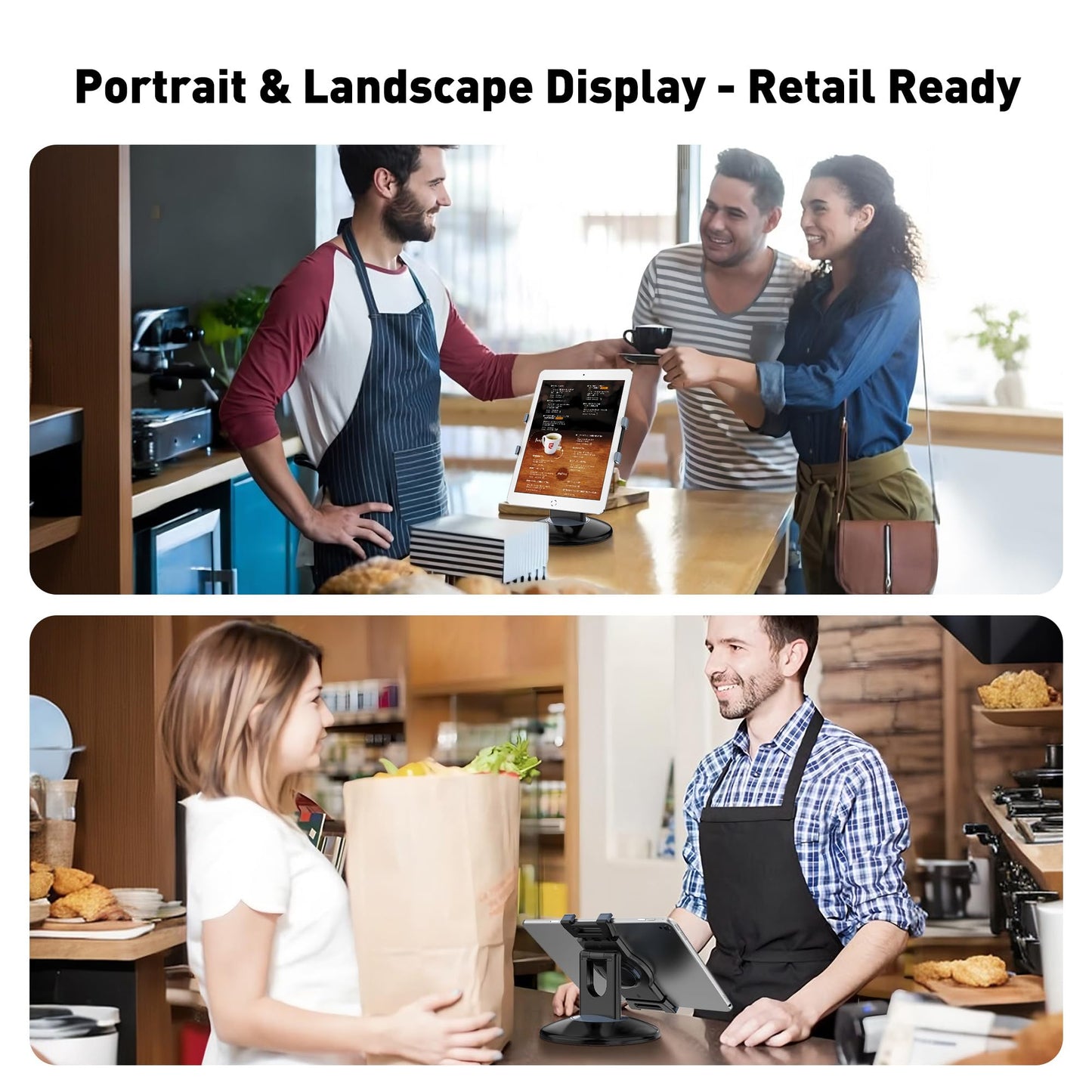 AboveTEK Retail Kiosk Tablet Stand, 360° Rotating Commercial Stand for 6-13" Display Tablets as Business Tablet Holder, Swivel Design for Store POS Office Showcase Reception Kitchen Desktop