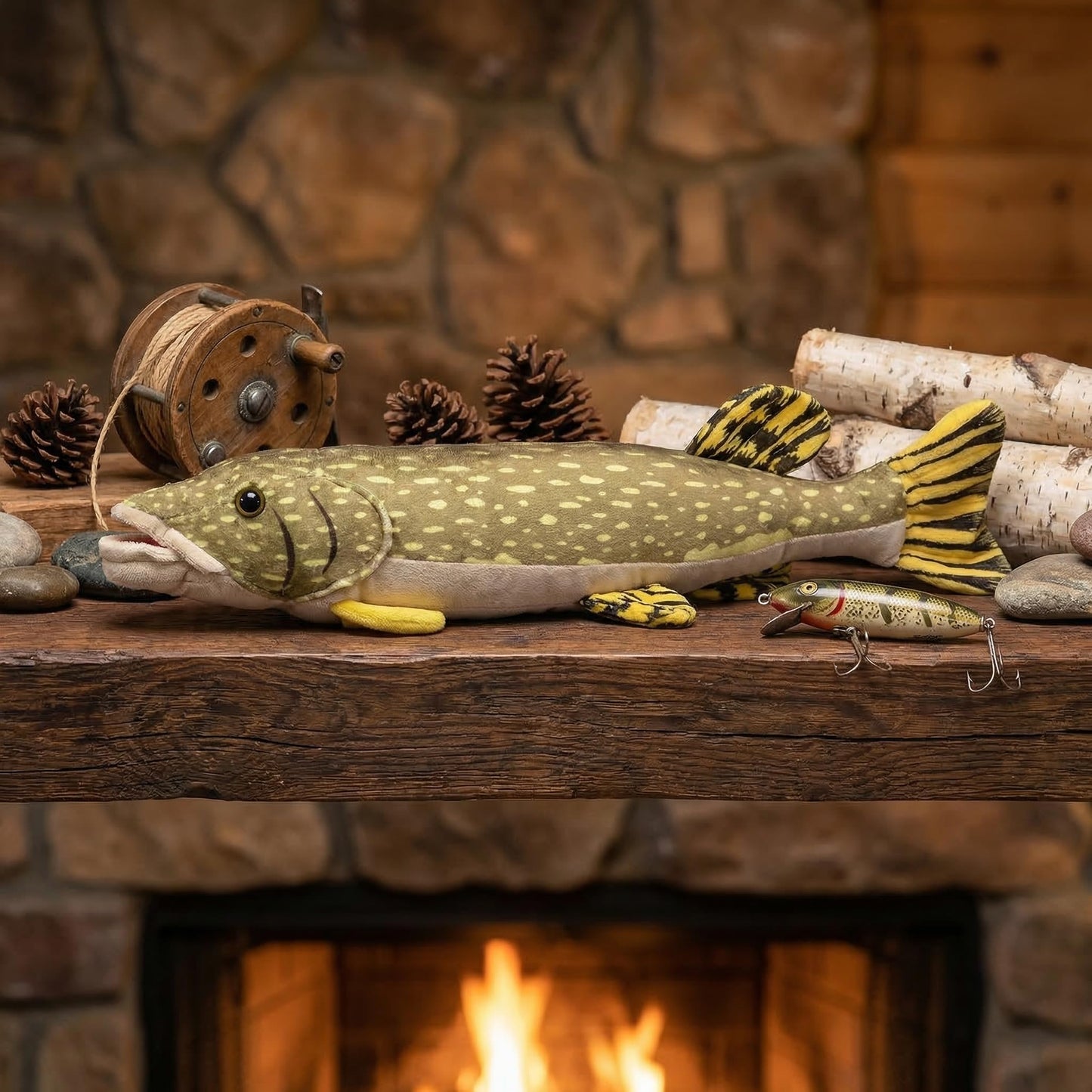 Realistic Northern Pike Fish Stuffed Plush Toy - Simulation 18.5” Lifelike Depth Ocean Animals Pike Plushie Toys Figur, Super Soft Sea Creatures Fish Model Plush Toy Gift Collection for Kids