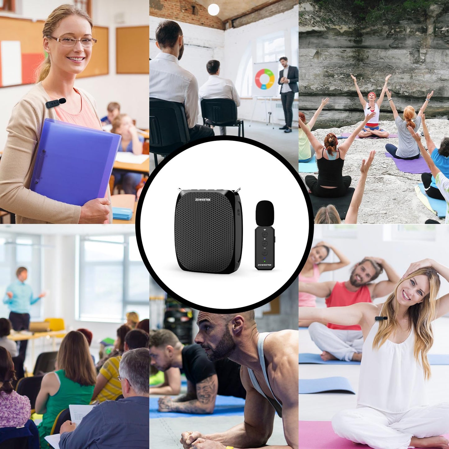 ZOWEETEK Voice Amplifier with Lavalier Wireless Microphone for Teacher Teacher Microphone with Speaker, Wireless Clip-on Microphone System for Speech, Meeting, Classroom, Yoga, Mini Megaphone, 2026