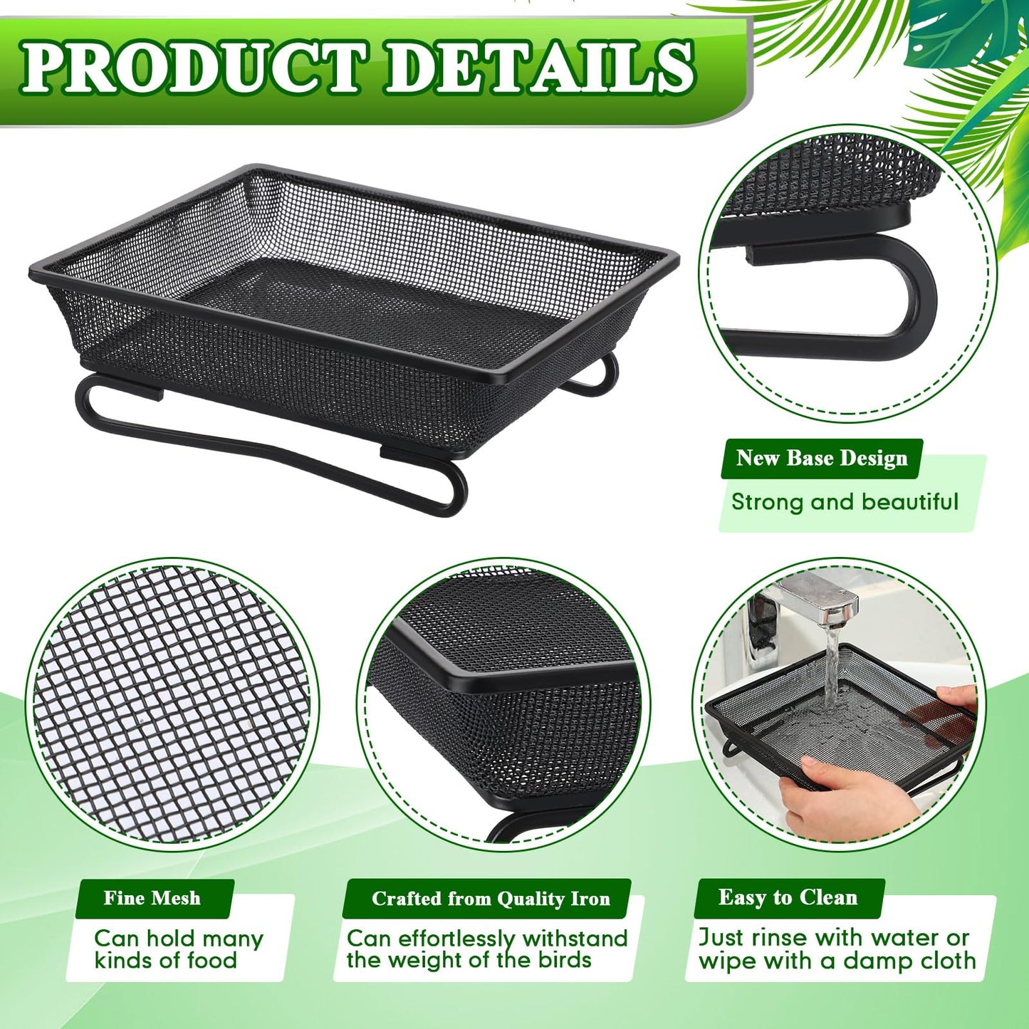 Nuogo 4 Pcs Platform Bird Feeder 7 Inches Ground Bird Feeder Tray for Outside Metal Squirrel Feeders Rust Resistant Mesh Seed Tray Garden Yard Decoration for Outdoor Wild Dove(Square)