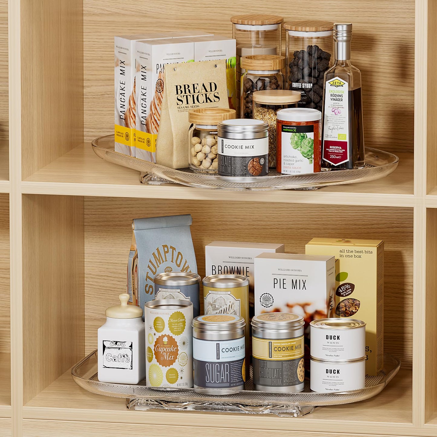 LAMU 2 Pack Lazy Susan Turntable Organizer 14.56'' x 11'', Rectangular, Rotating Organizer for Refrigerator Cabinet, Pantry, Countertop, Table, Fridge Organizers and Storage